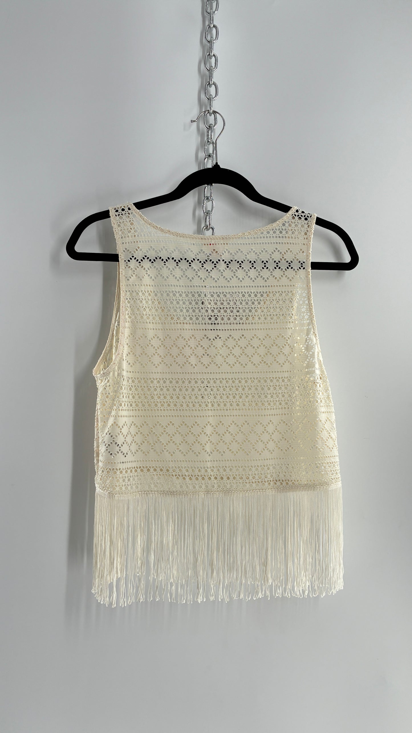 Vintage Guess Off White Fringed Country Classics Concert Top (Medium)