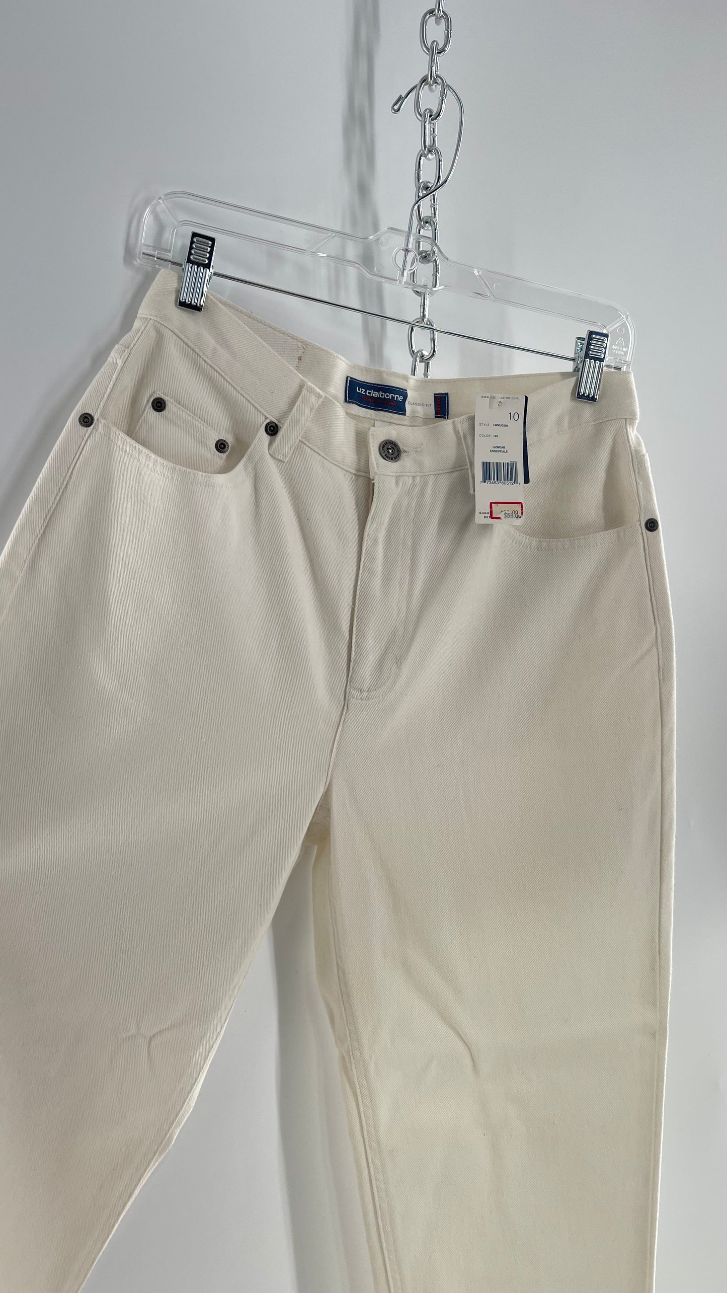 Dead stock Vintage White Liz Claiborne Jeans with distressed hem(Size 10 regular)