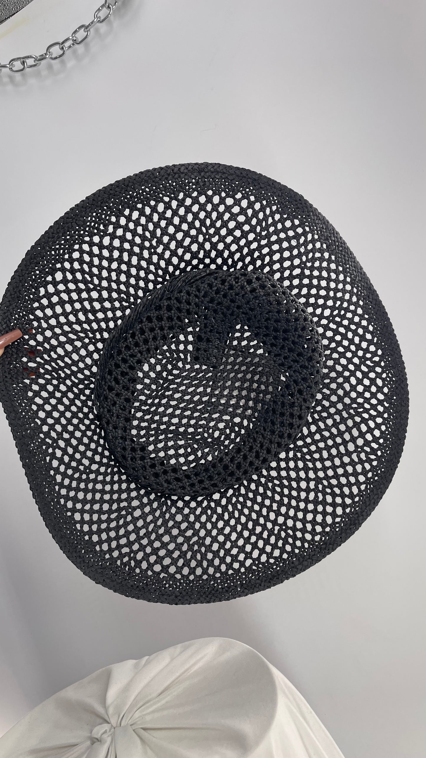 Black Straw Wide Brim Hat