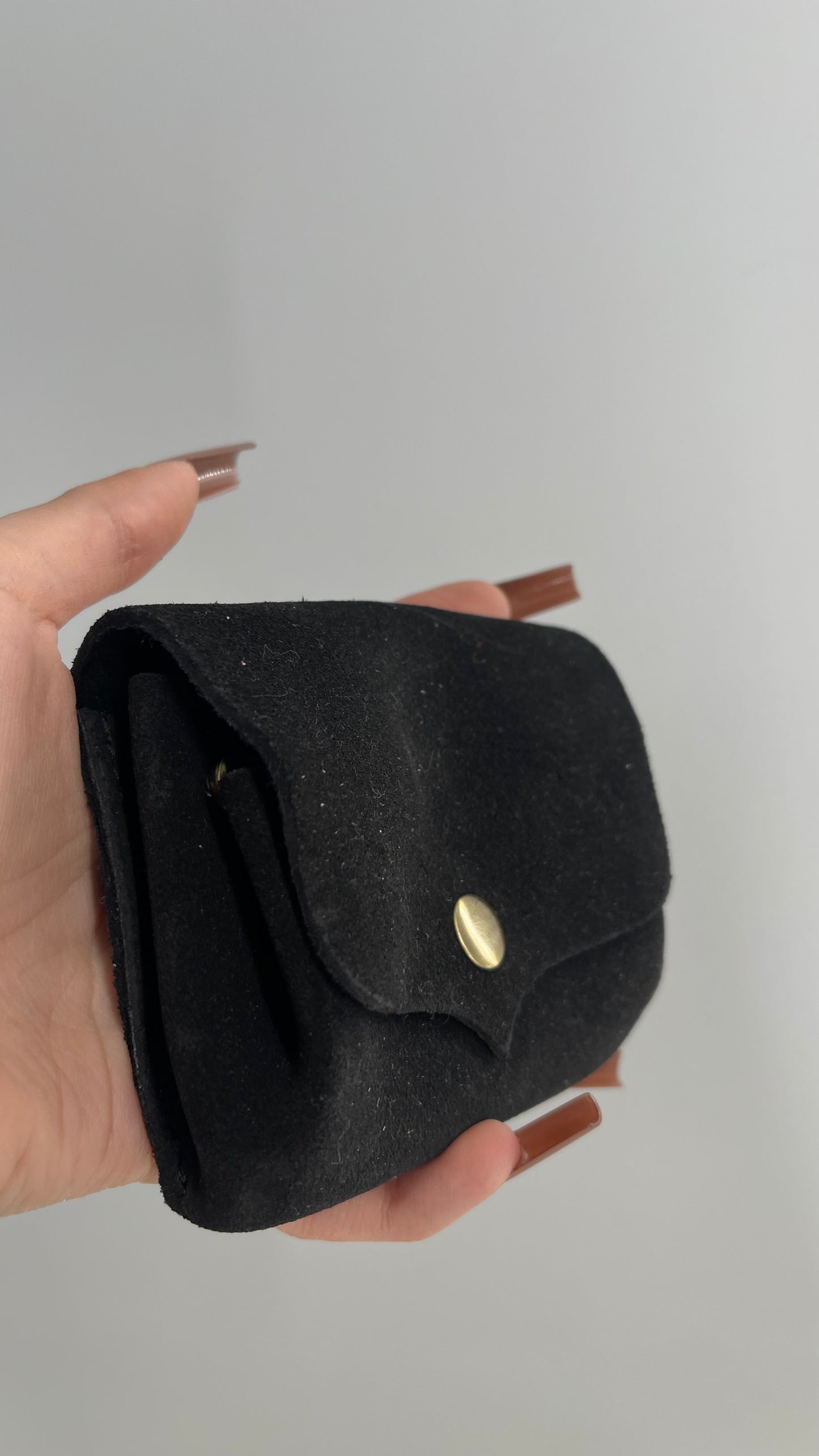 Urban Outfitters Black Suede Leather Wallet Belt Bag