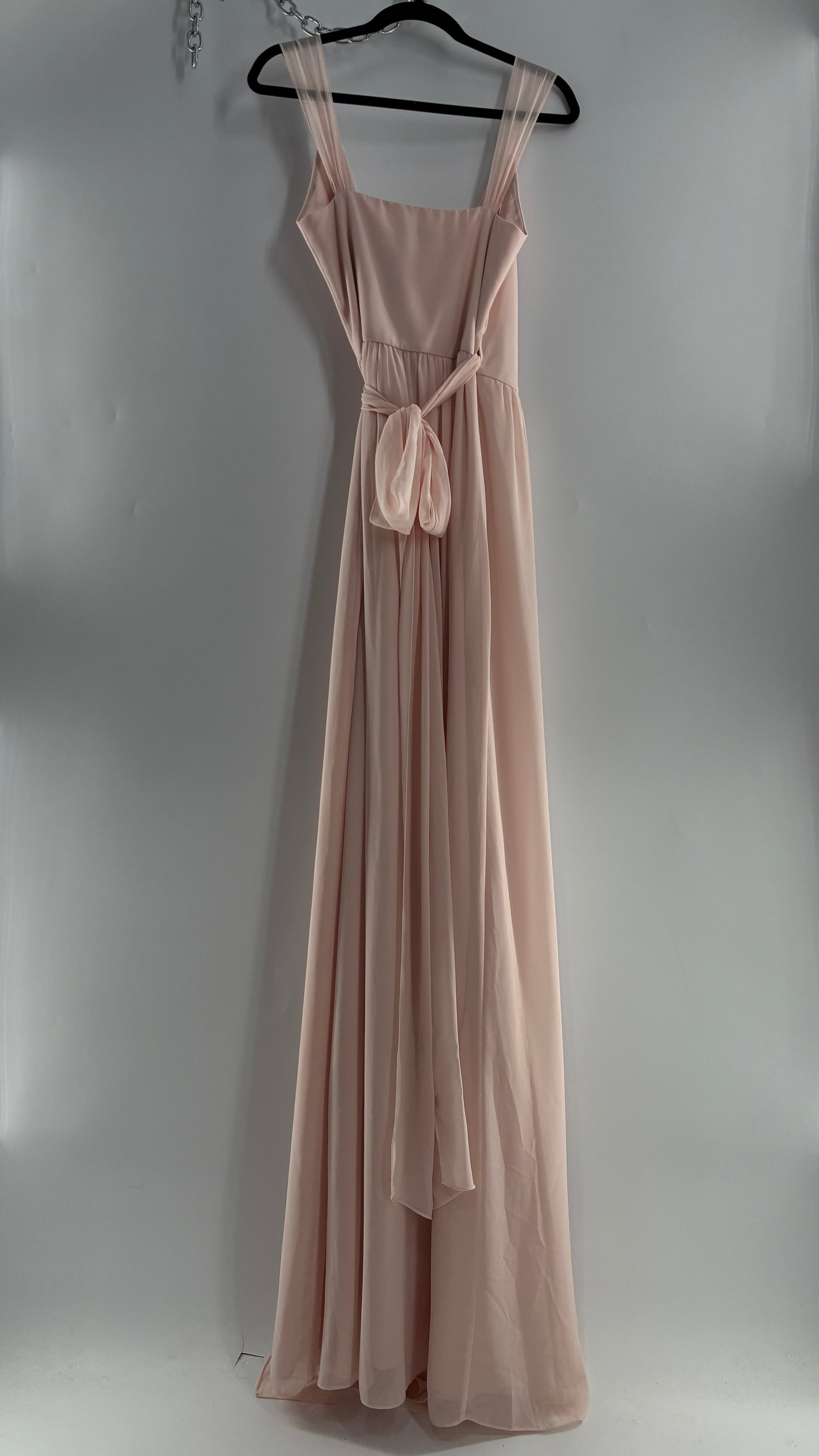 CEREMONY Joanna August Ballet Slipper Pink Vented Gown with Tied Waist (Small)