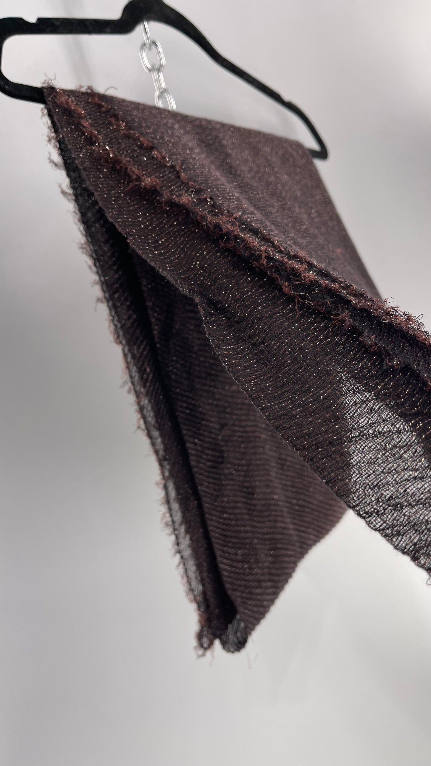 Maurice’s Black Thin Knit Voluminous Scarf with Bronze Woven Tinsel