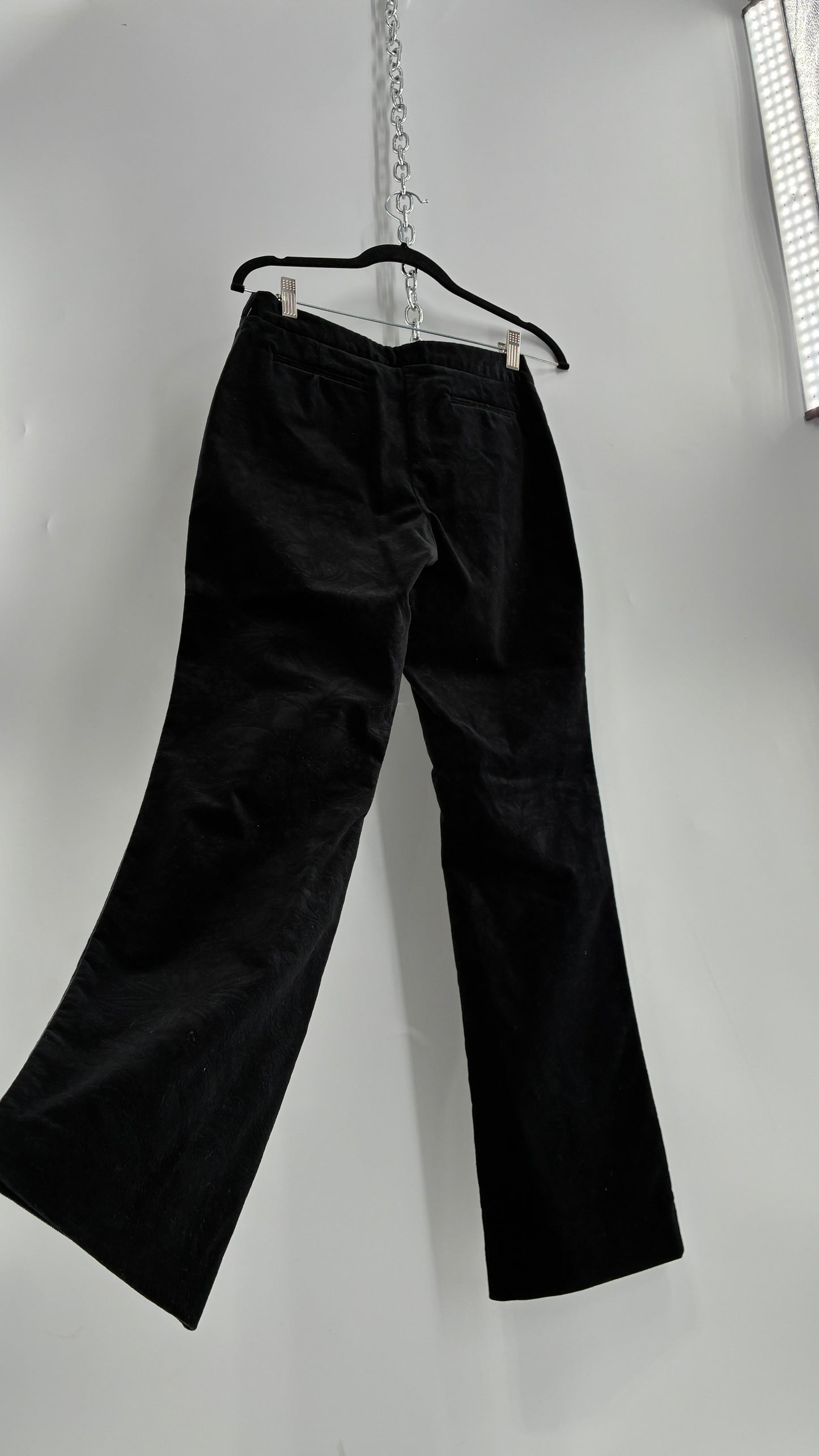 Deadstock Vintage 2000s Lilly Pulitzer Black Velvet Embossed Floral, Side Closure Pants (4)