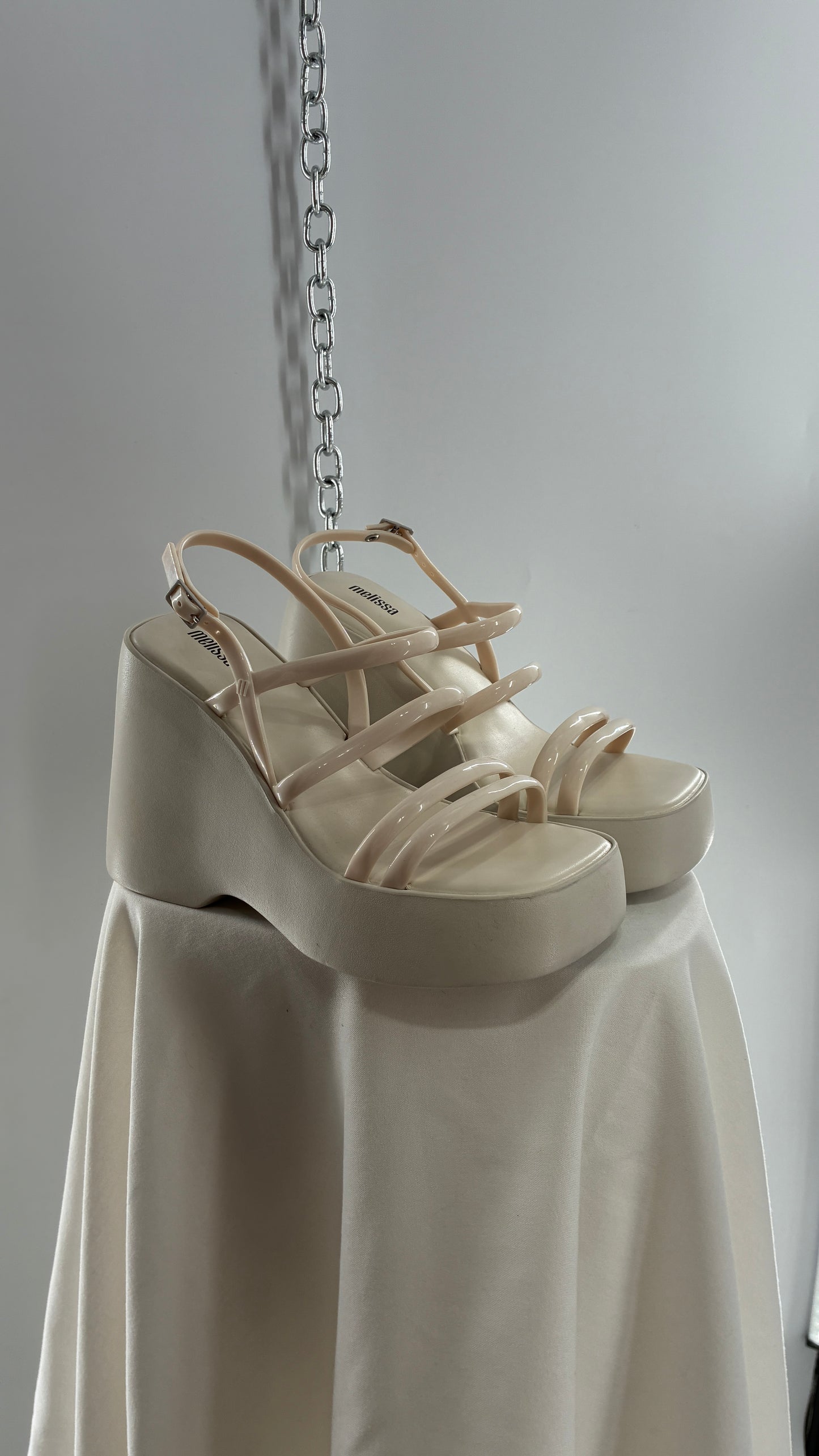 MELISSA Jelly Jessie Beige Chunky Wedge Platform Sandal (10)