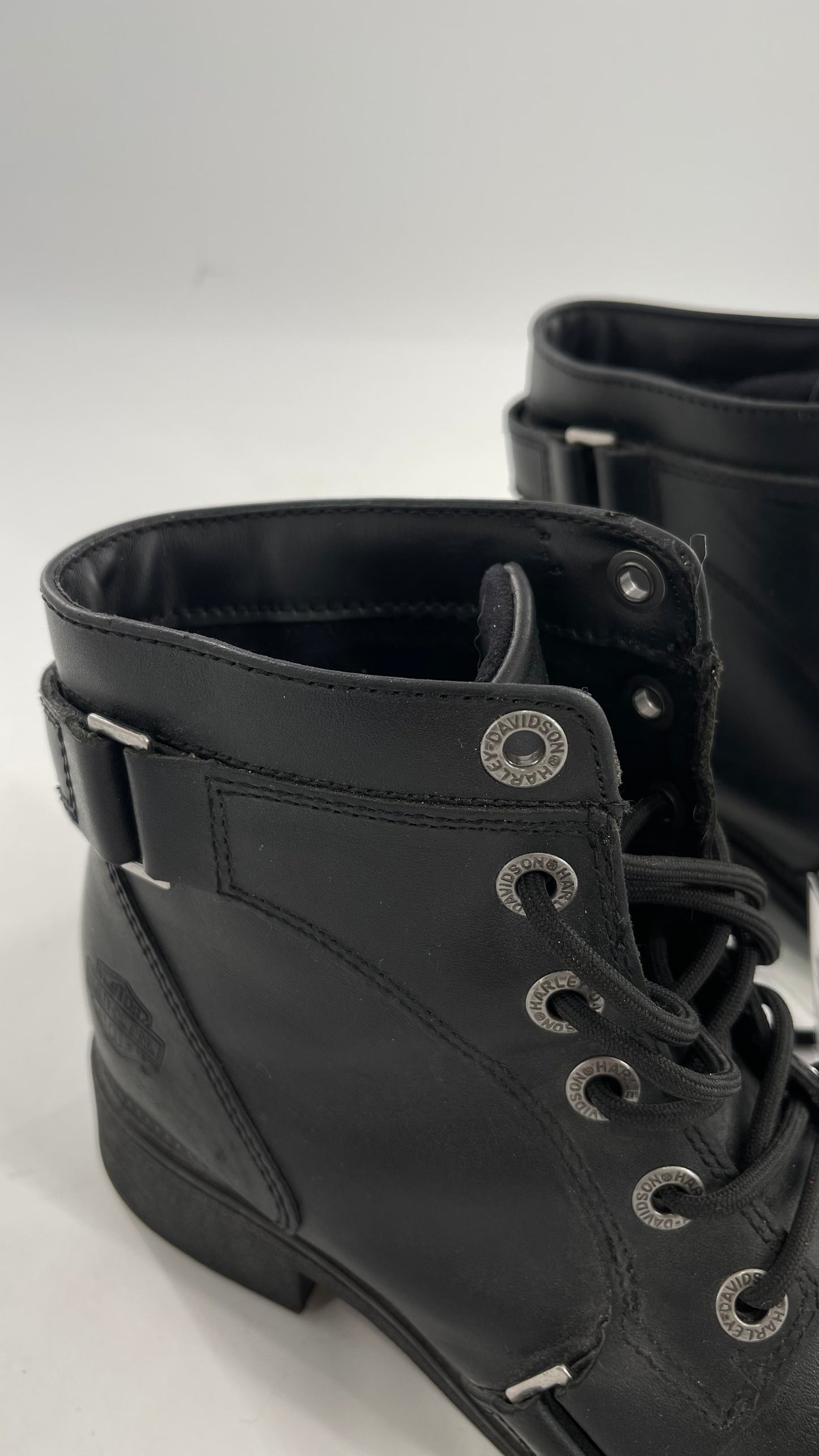 Harley Davidson Black Leather Combat Boots (8.5)