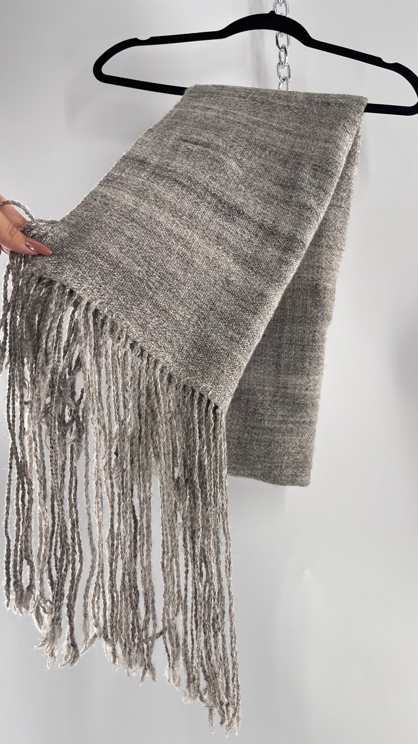 JuSt Shetland Handspun + Handwoven Shetland Yarn Julia Downing Nordus, Scousburgh Grey Woven Scarf