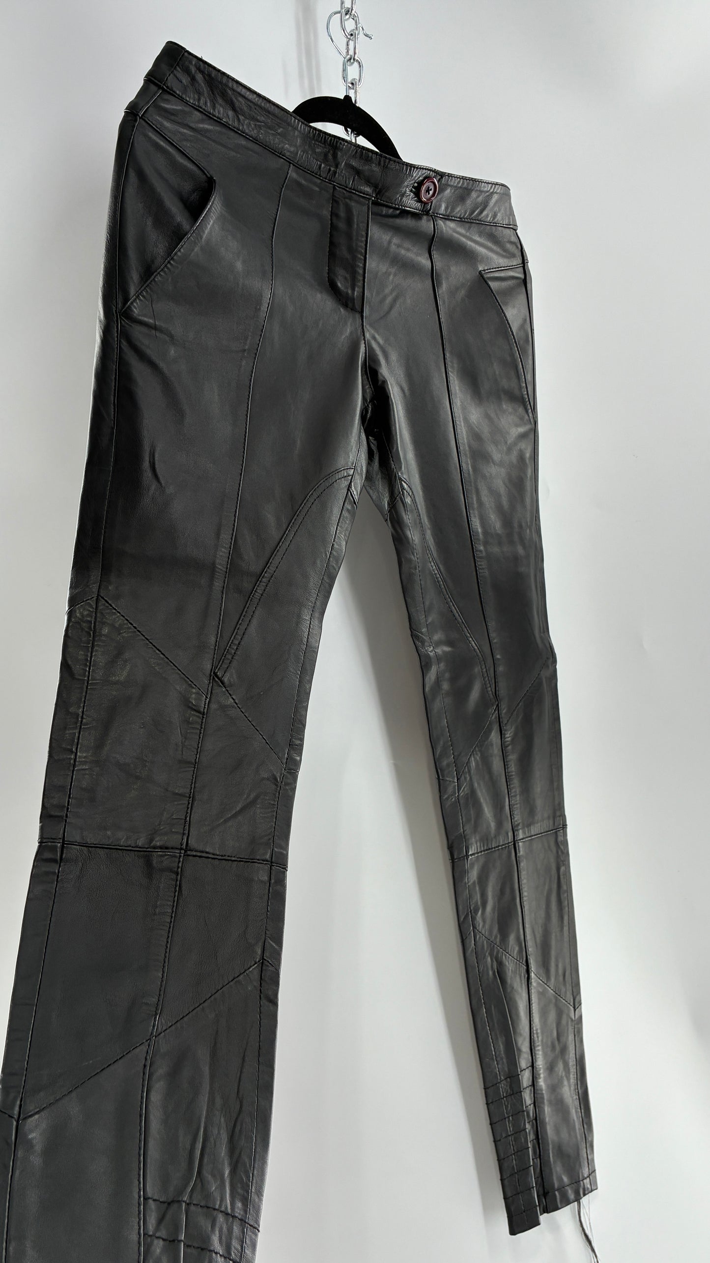 ASOS Low Rise Genuine Leather Patchwork Style Motorcycle Pants (6)