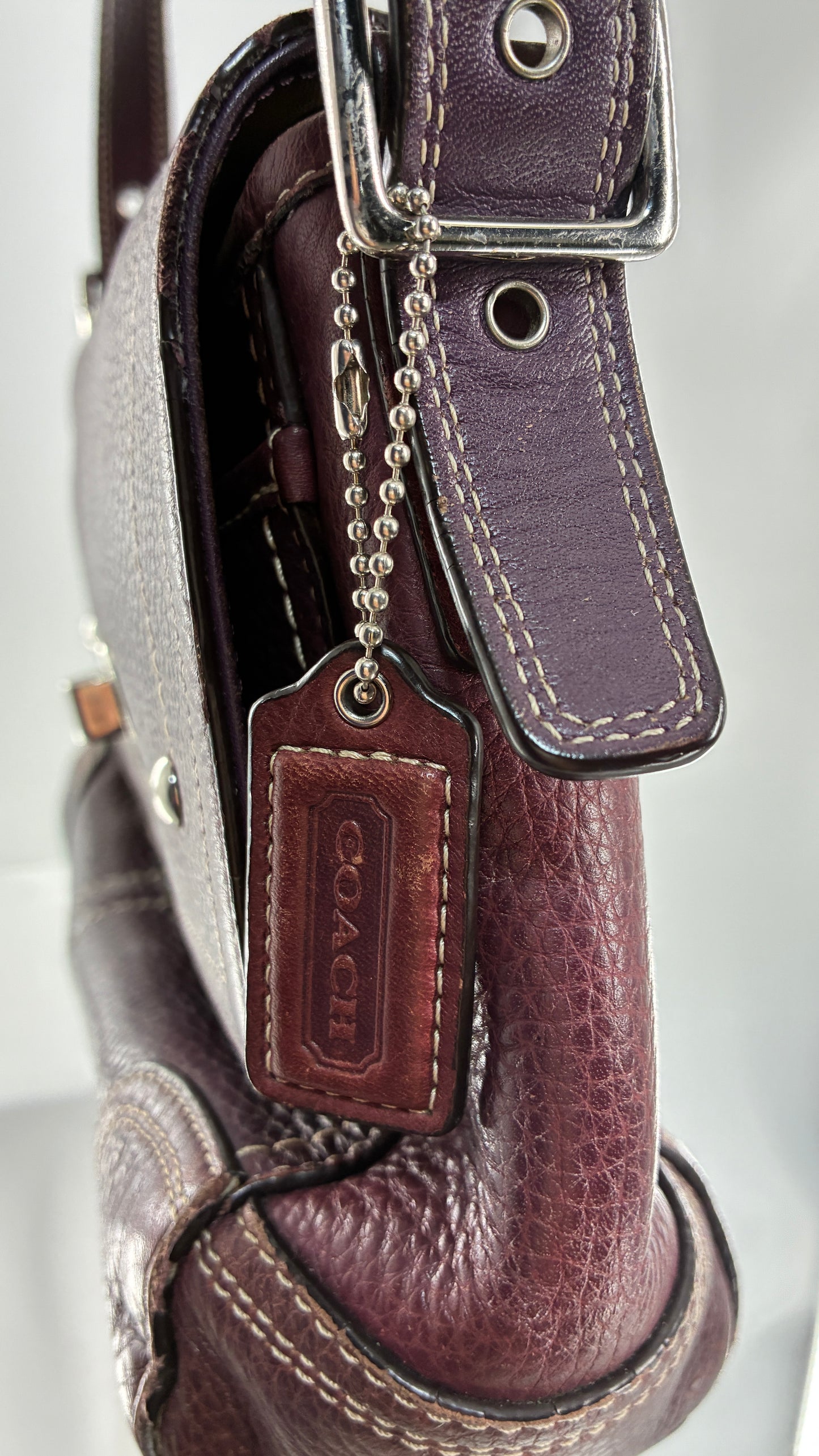 Vintage COACH Hamilton Purple Burgundy Leather Crossbody