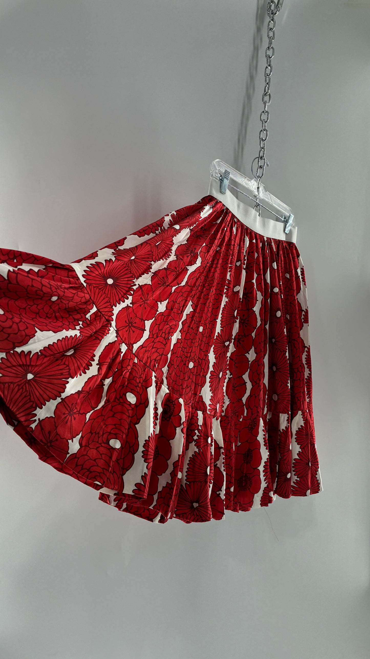 BALTIC BØRN Voluminous Red Floral Circle Skirt (XL)