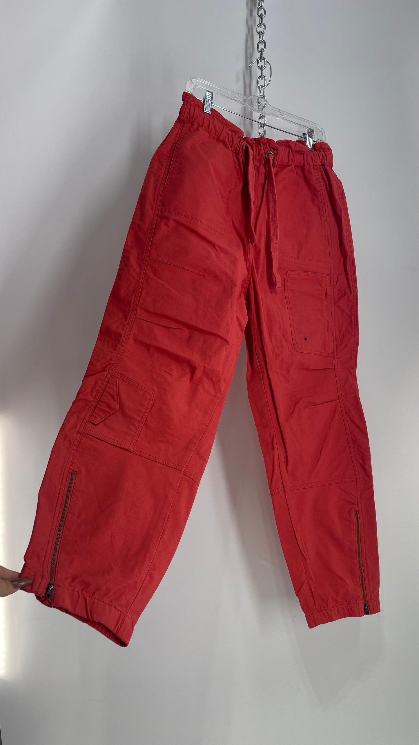 Free People Movement Salmon Zipper Pocketed Canvas Cargos (Large)