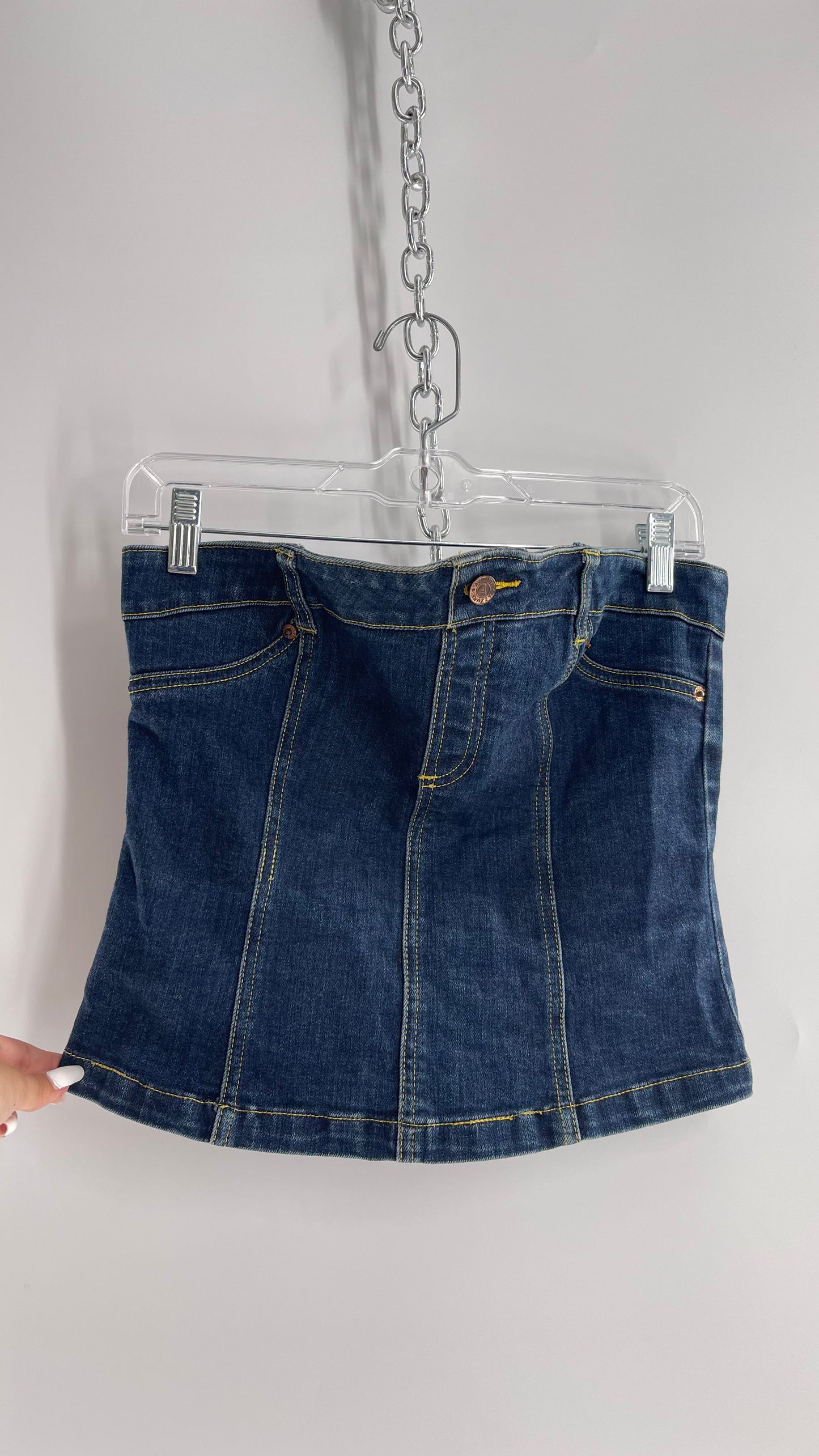 Vintage AZZURE Dark Wash Denim Corset Like Tube Top (XL)