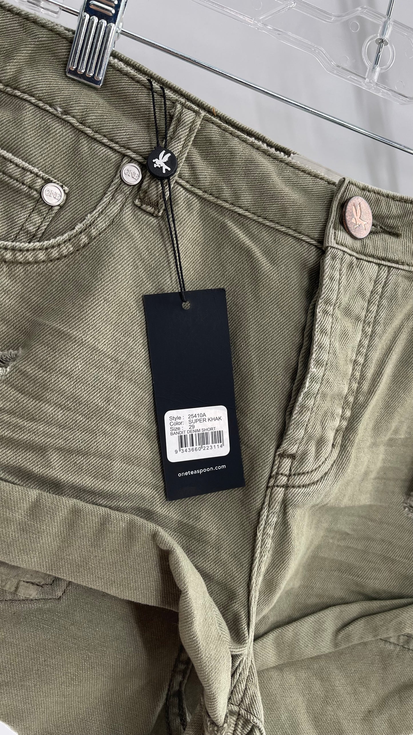 One Teaspoon SUPER KHAKI BANDITS LOW WAIST DENIM SHORTS with Tags Attached (29)