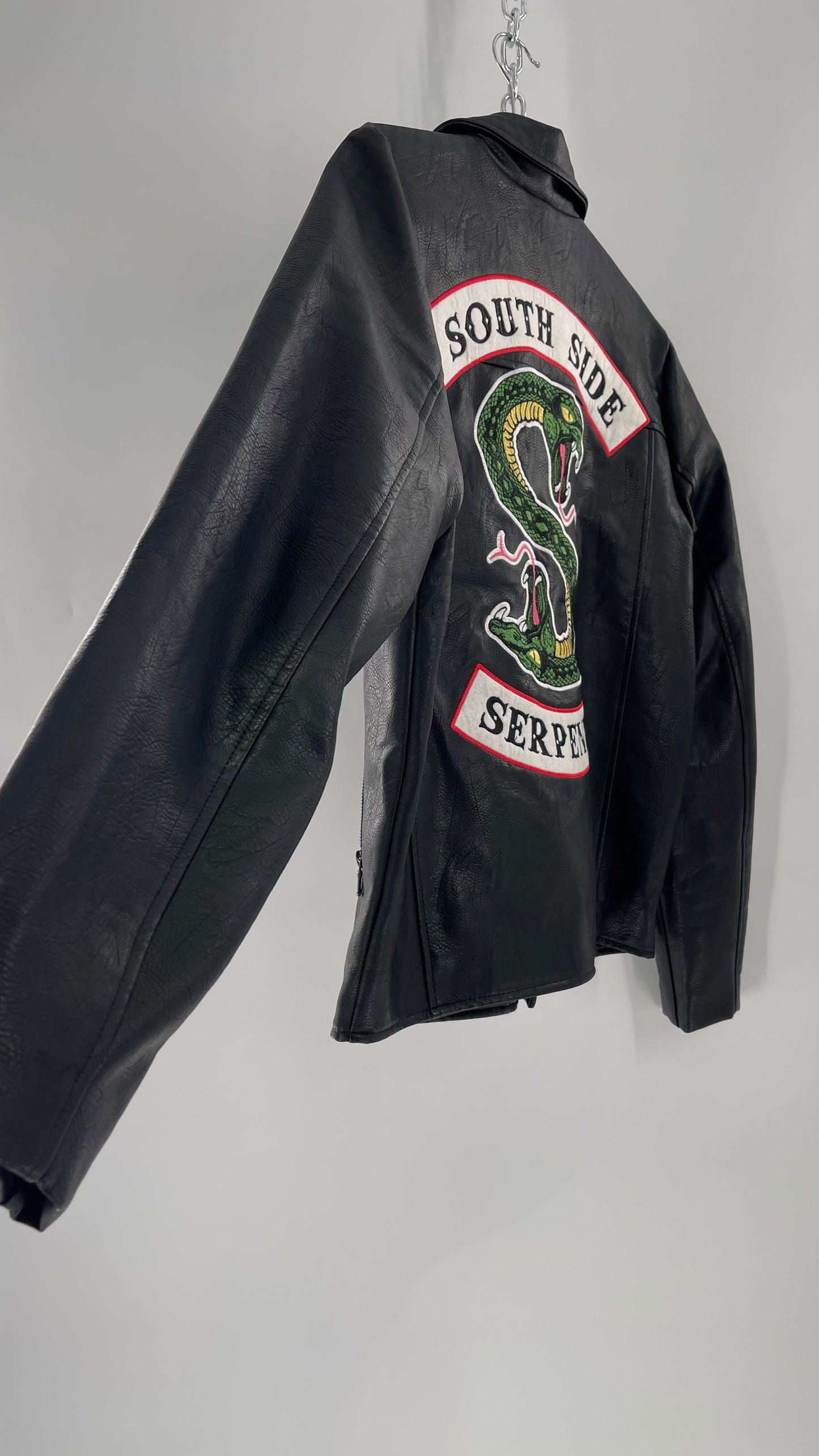 Riverdale Vegan Leather Jacket with Southside Serpents Embroidered Back (Medium)