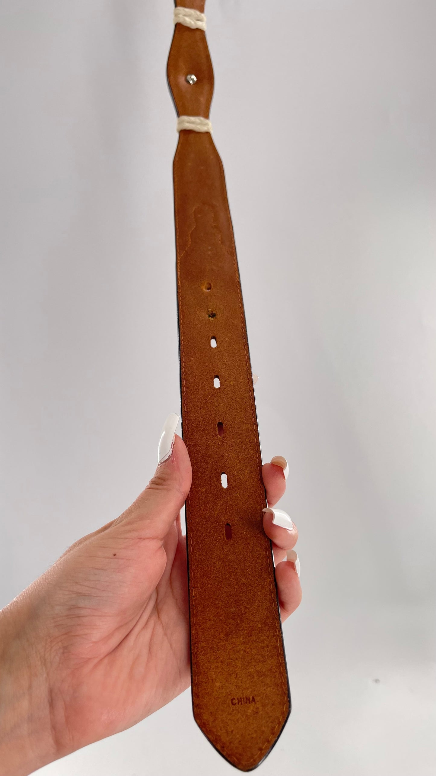 Vintage Ranger Belt Company Genuine Handtooled Leather Metal Stars Embellishments (36)