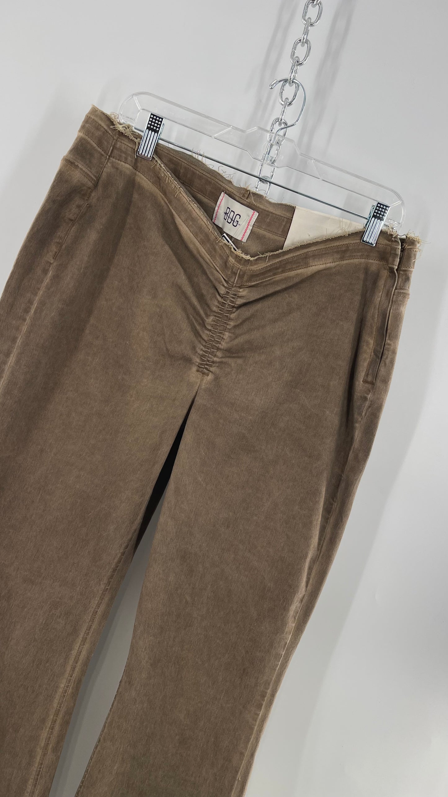 BDG Brown Scrunch Front Kick Flare Bell Bottoms with Side Zipper (33)