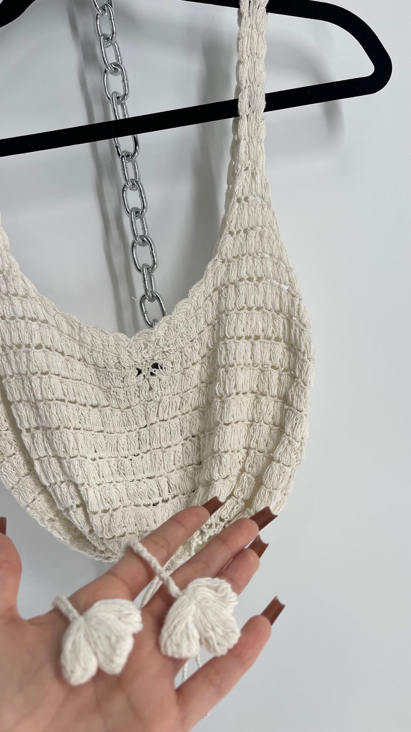 Out from Under Urban Outfitters Off White Crochet Adjustable Tank (Small)