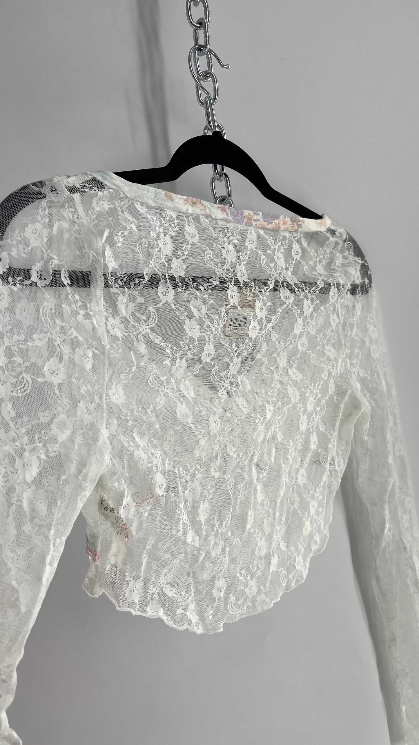 Intimately Free People Baby Blue Lace Ballerina Thumb Hole Long Sleeve (Small)