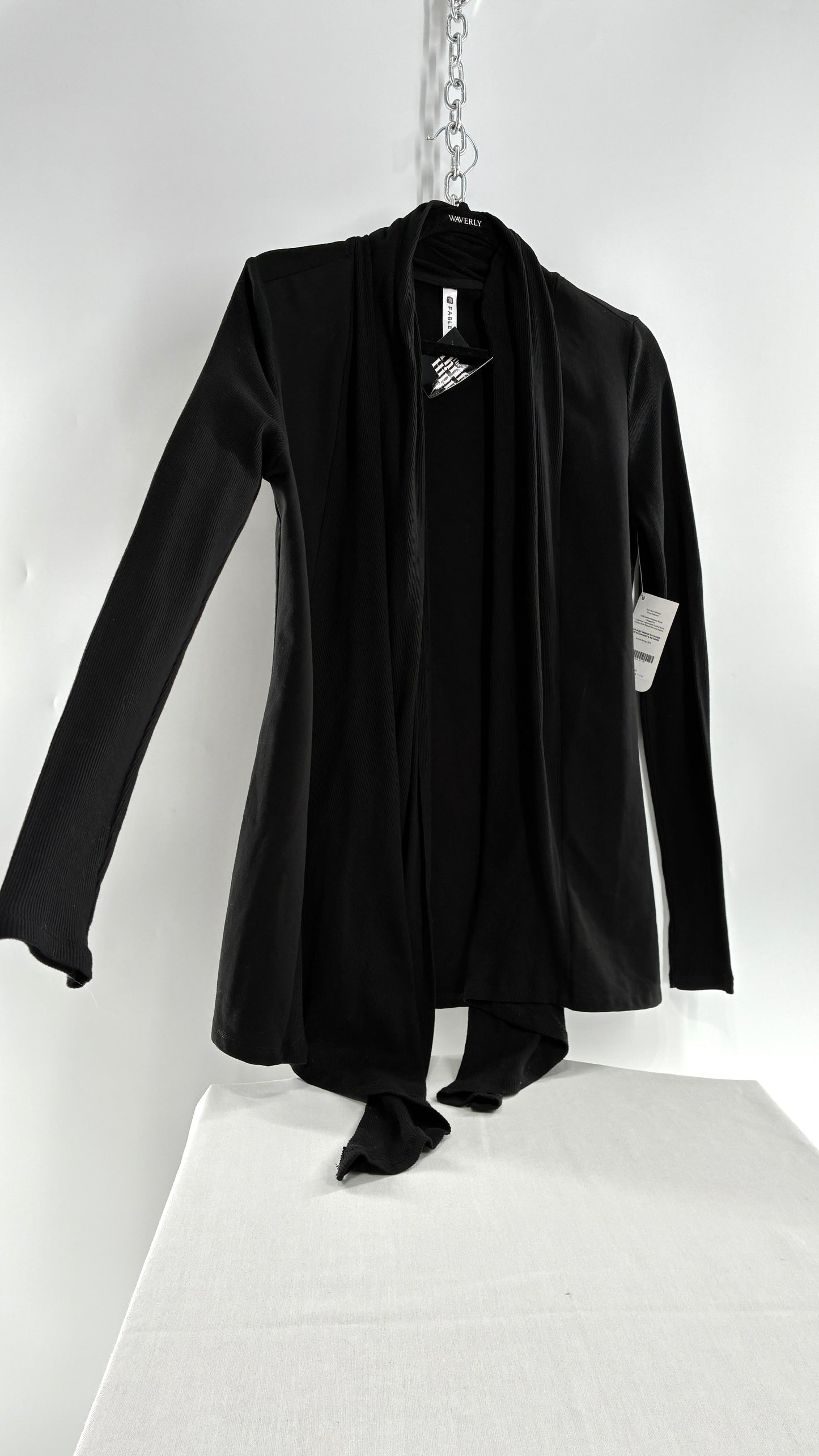 Fabletics Black Astoria Shrug Cardigan with Ribbed Panels and Tags Attached (XS/4)