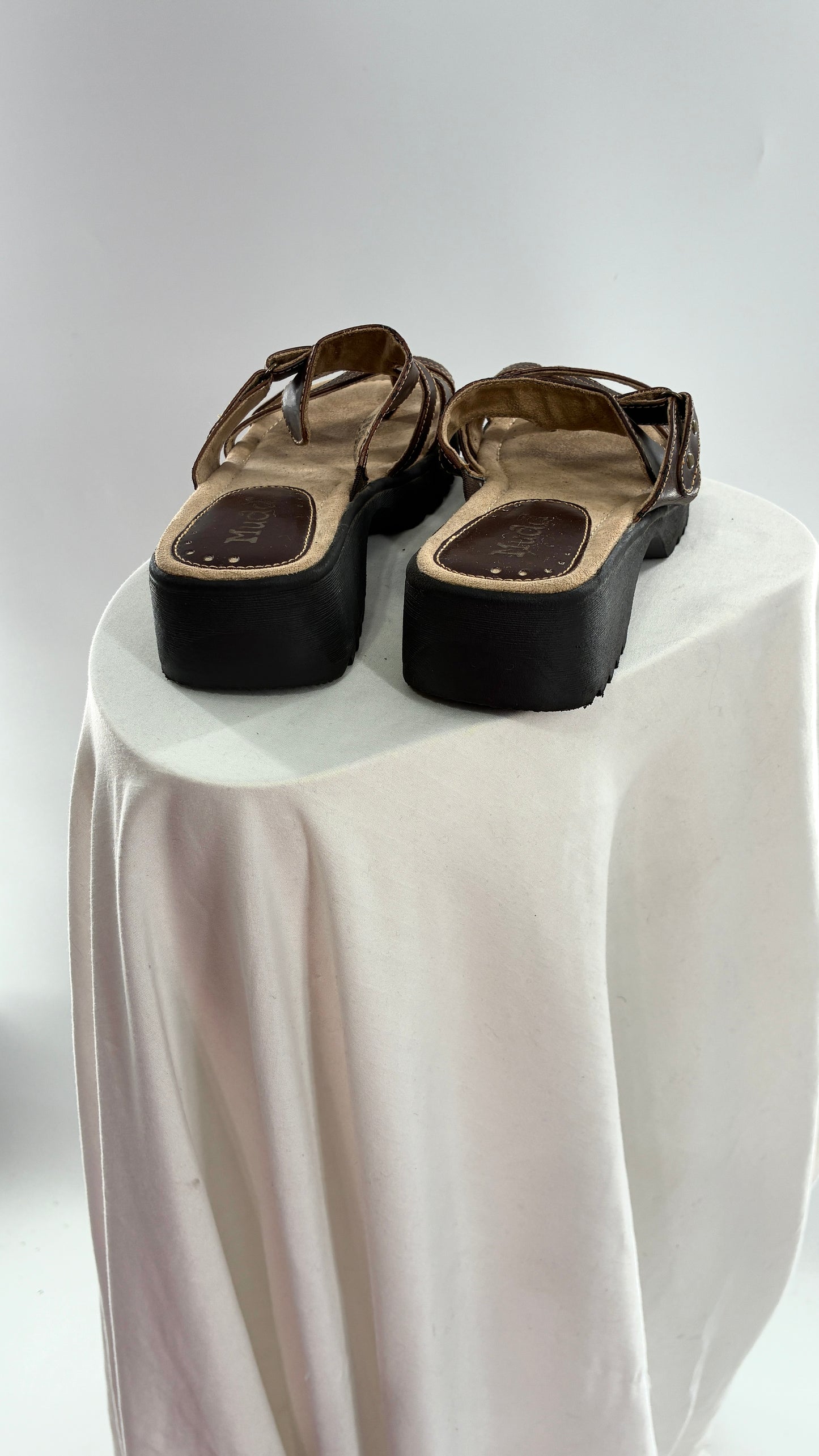 Vintage MUDD Block Heel Brown Leather Strappy Sandals (6.5)