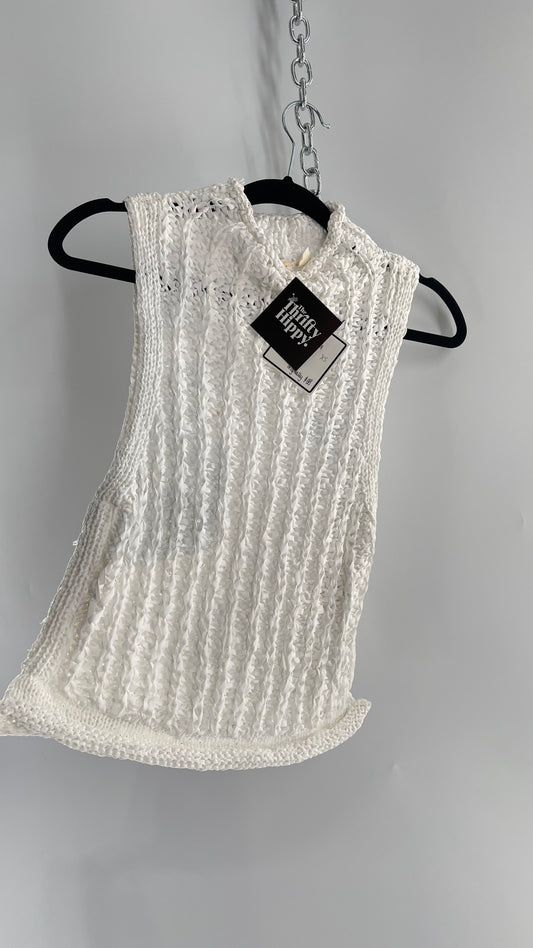 Anthropologie Moth Crochet Open Knit Mock Neck Tank (XS)