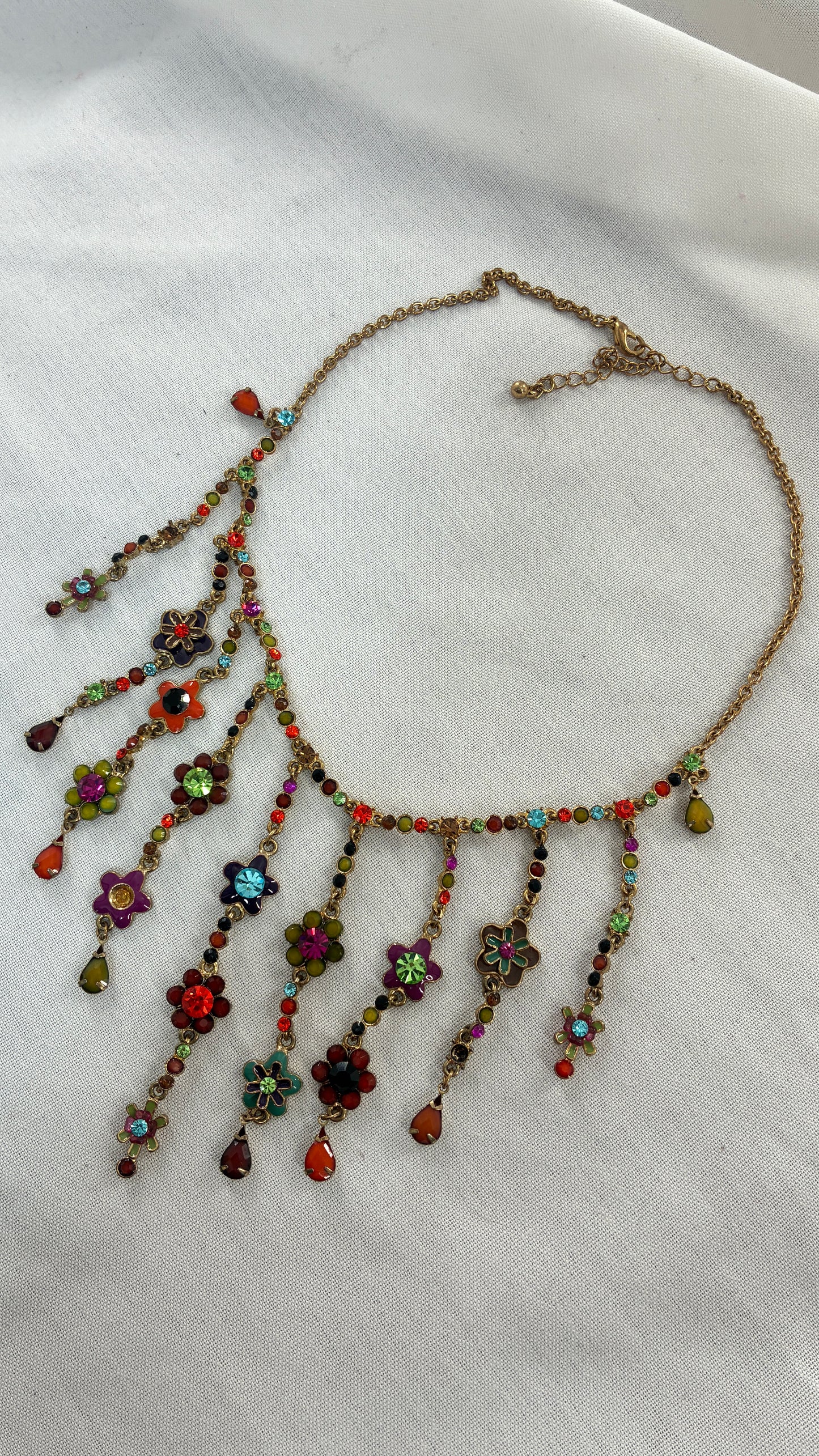 Vintage MICHAEL NEGRIN f Cascading Florals Gemstone Necklace