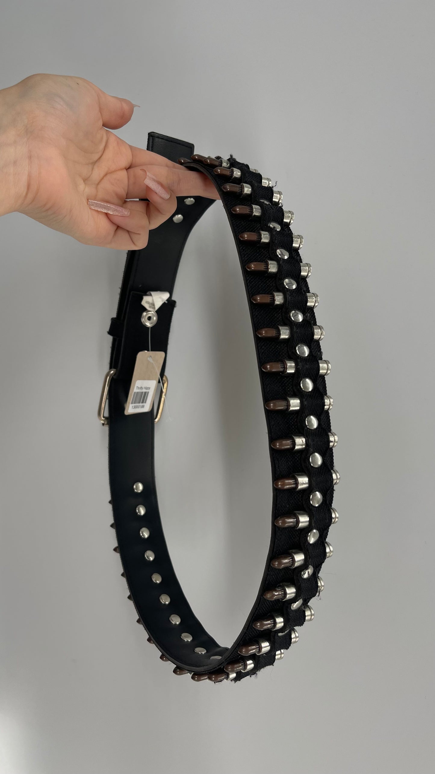 Vintage Black Tactical Canvas Bullet Belt (Medium)