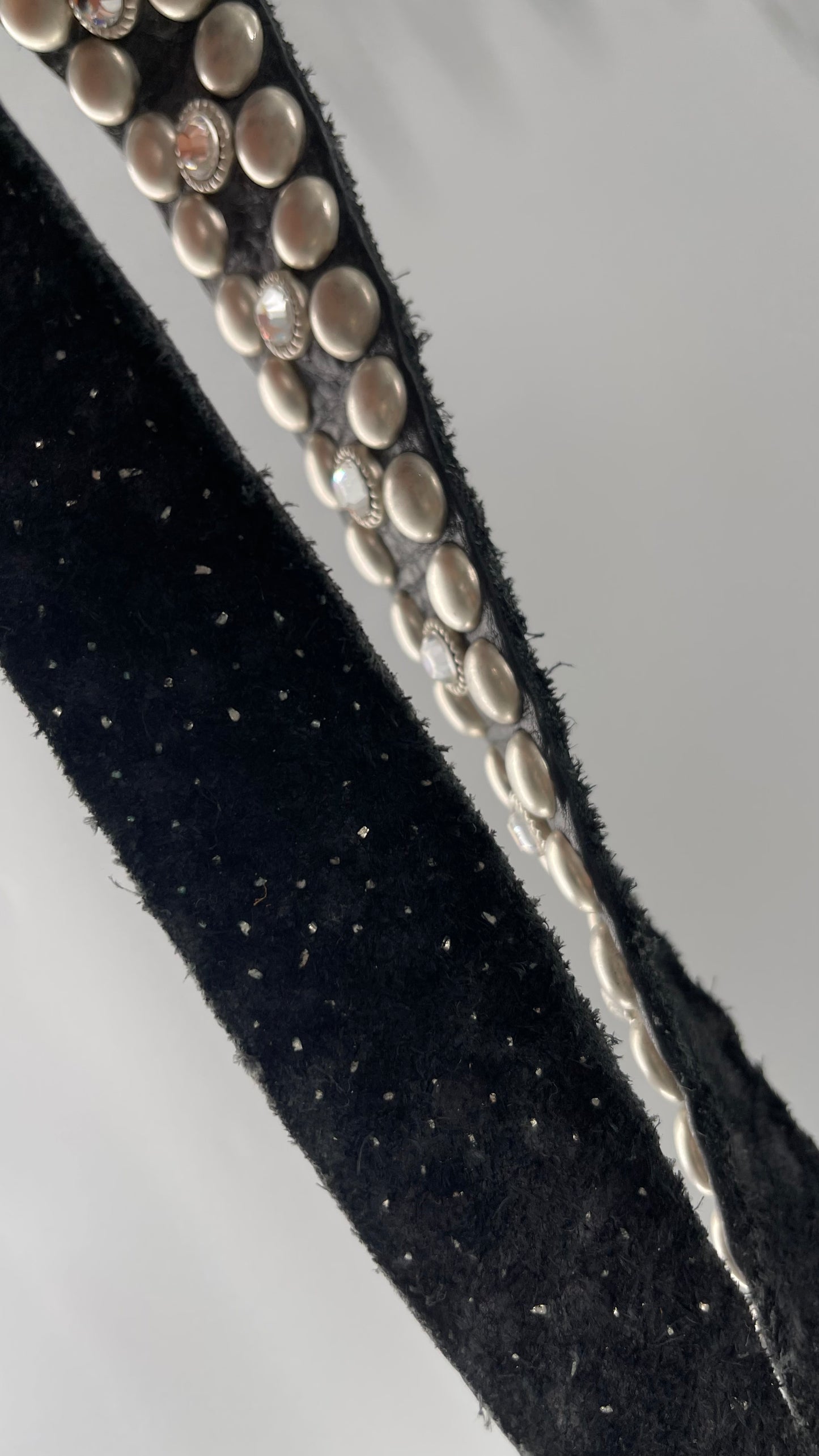 Vintage NEW Swarovski Crystal Iconic Cowboy Belt with Studded Leather Detailing (Small)