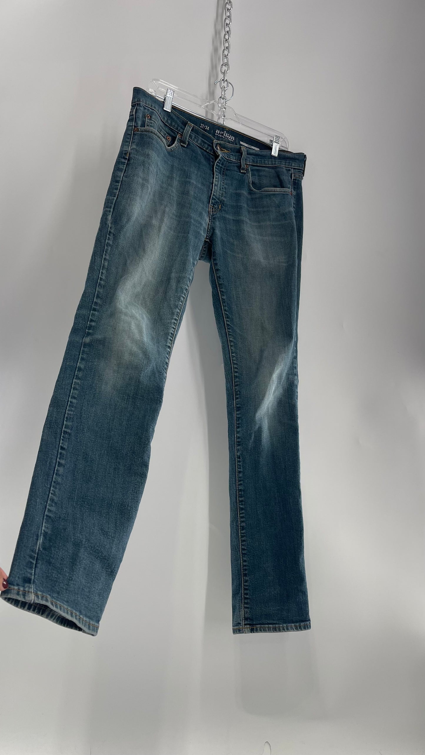 Urban Pipeline Worn Men’s Light Wash Fade Straight Leg Jeans (32/34)