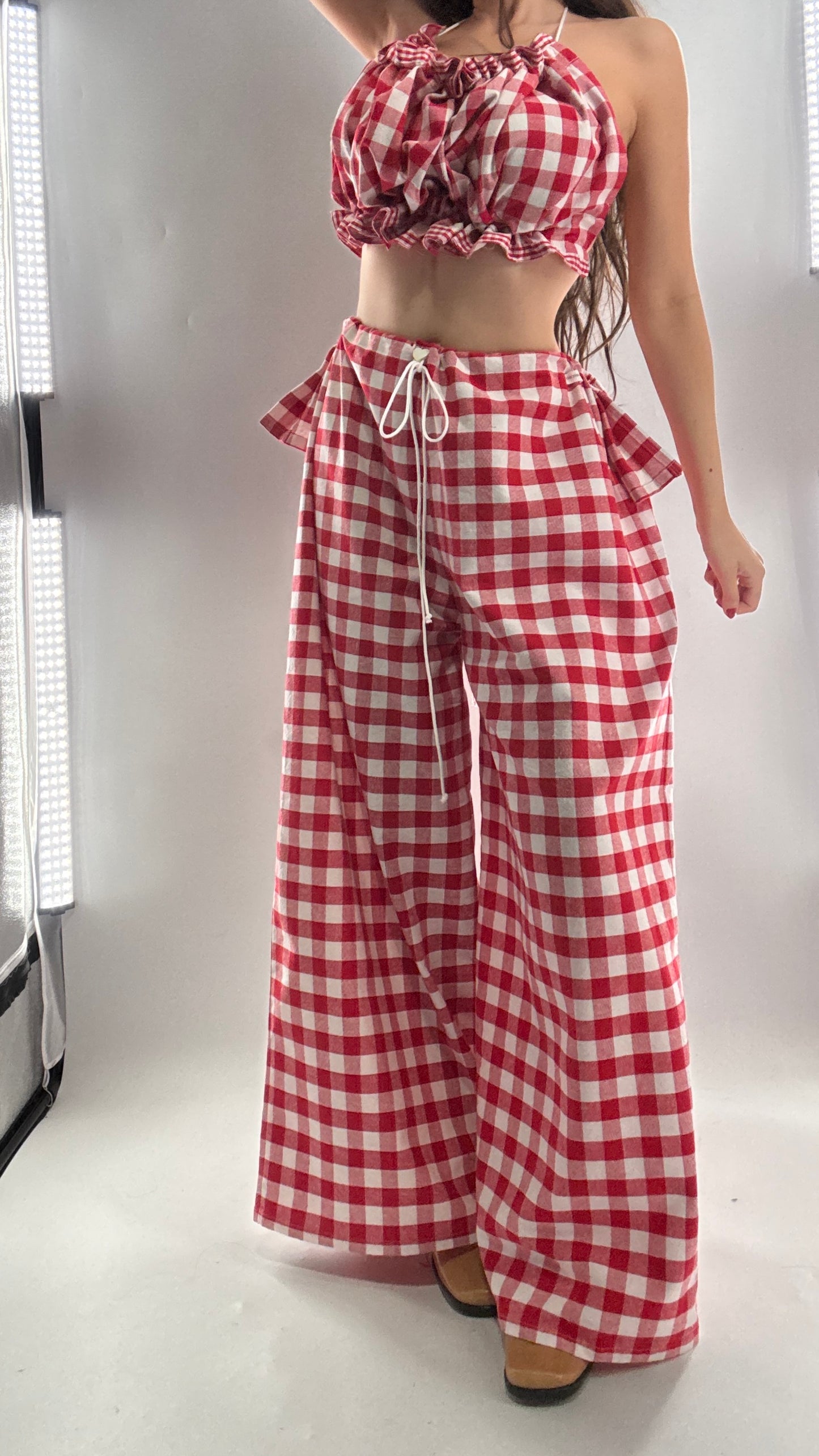 Vintage Handmade Picnic Red/White Gingham Two Piece Set (XS-L)