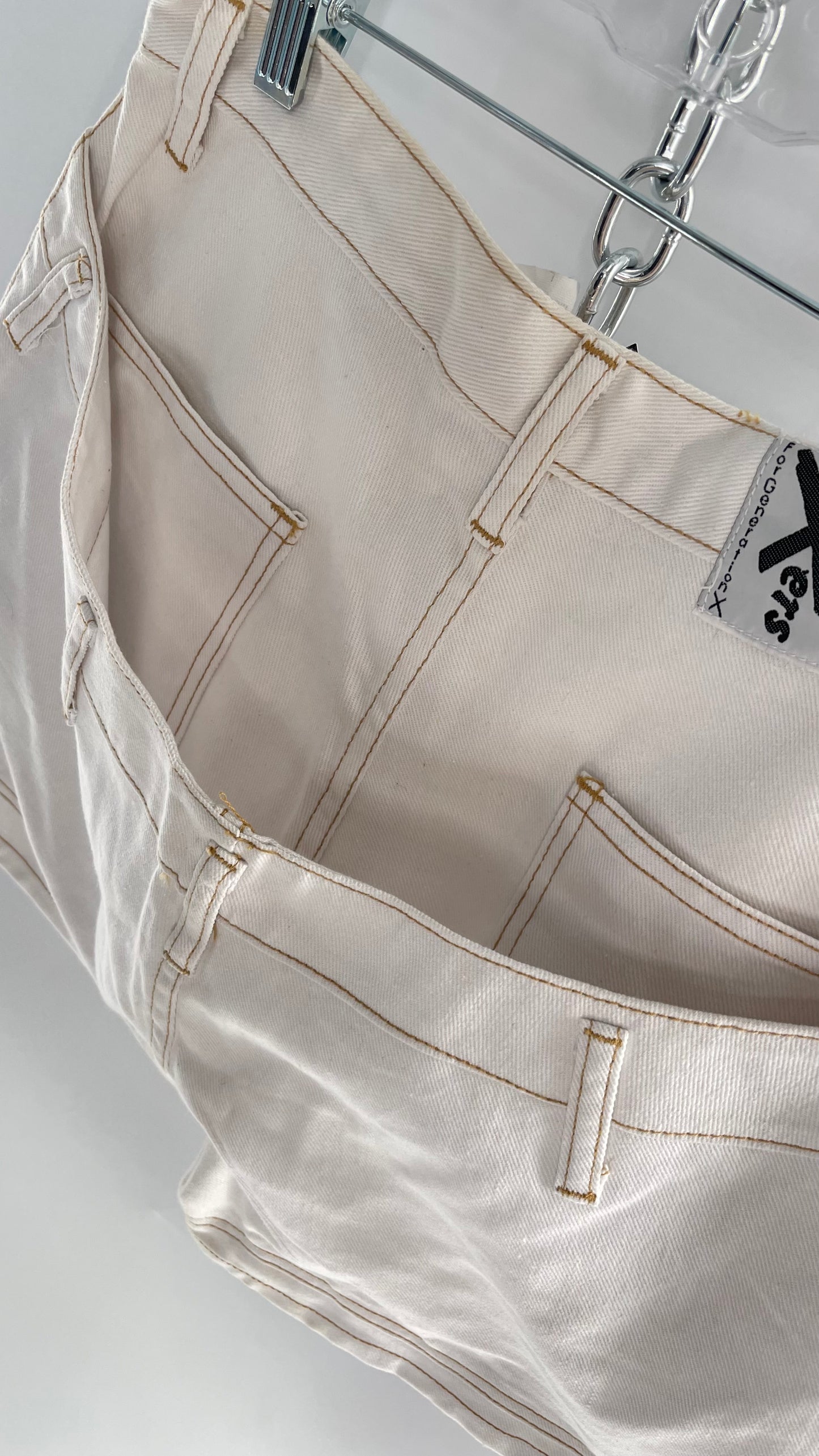 Vintage 1980s Generation X-ers White Contrast Stitch Shorts with Double Waistline on Bum (28)