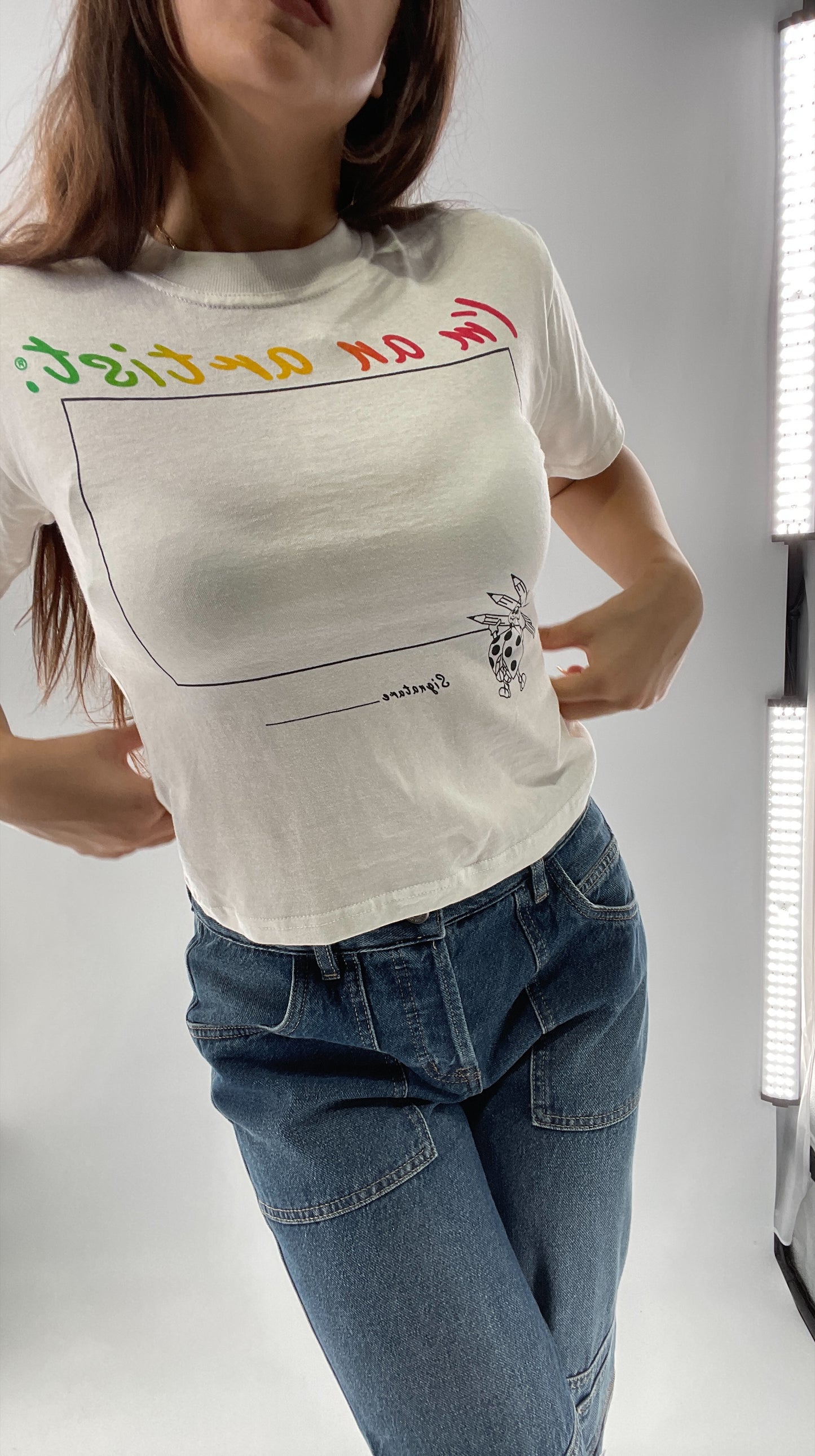 Deadstock Vintage 1990s “I’m an Artist” Baby T with Oil Based Crayons to Draw with (XS/S)