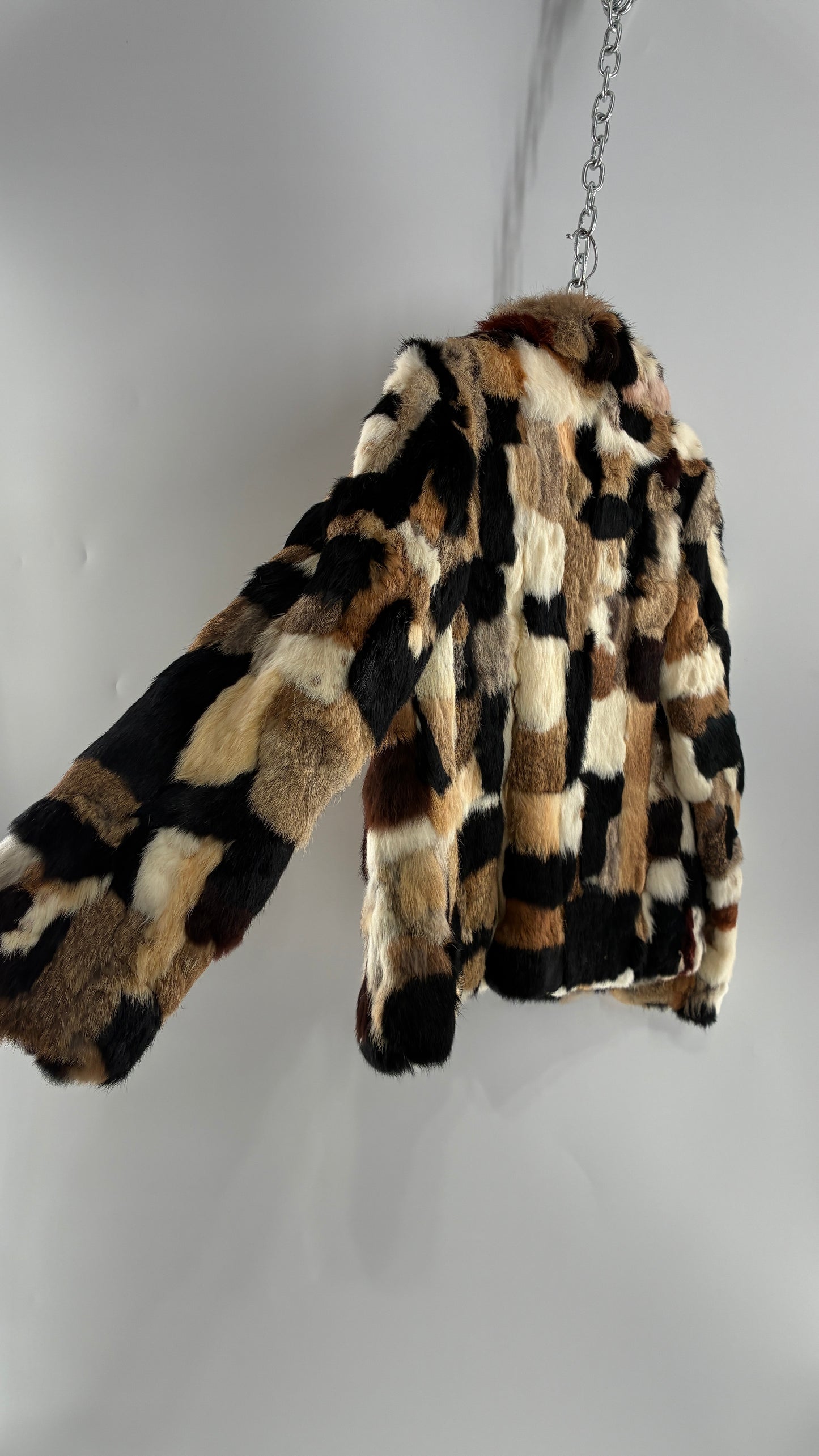 Vintage 1970s FURMOSTE Genuine French Rabbit Fur Patchwork Jacket (7/8)
