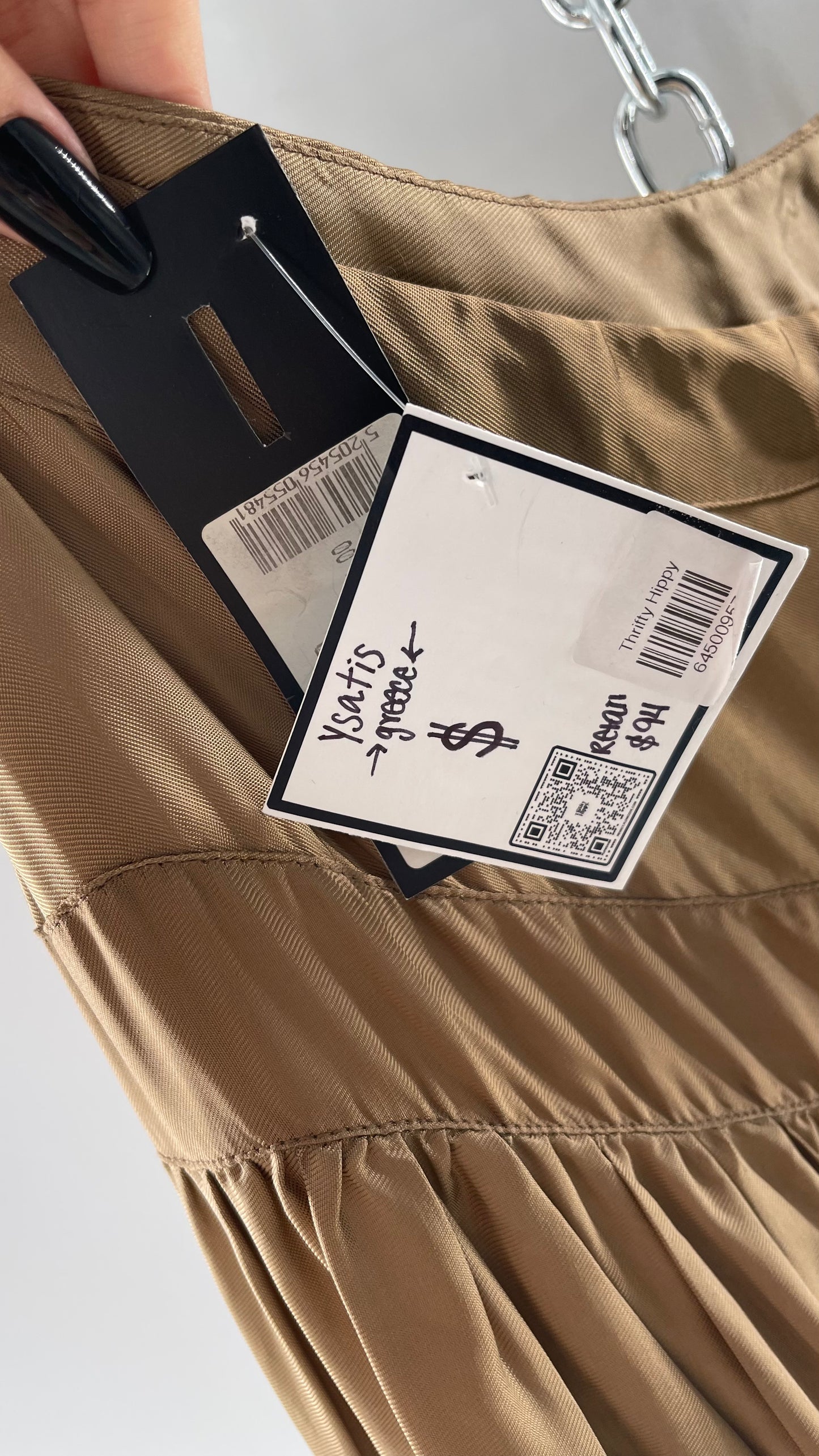 Ysatis Greece Bronze Metallic Fabric Skirt with Dainty Feminine Bow Detailing on Side (1)