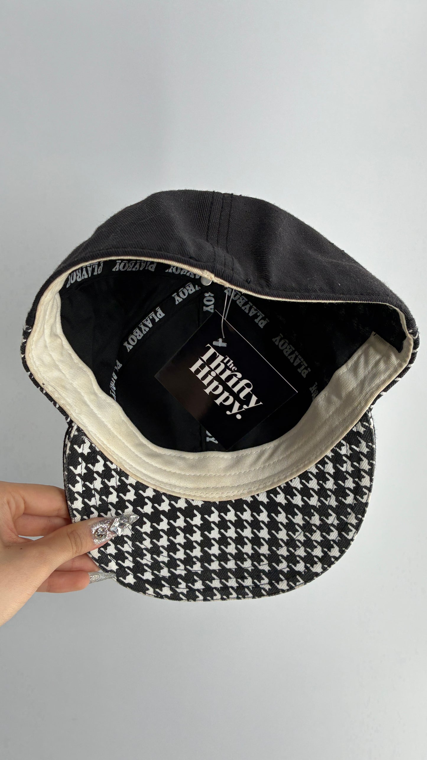 RARE Vintage PLAYBOY Embroidered Houndstooth Hat