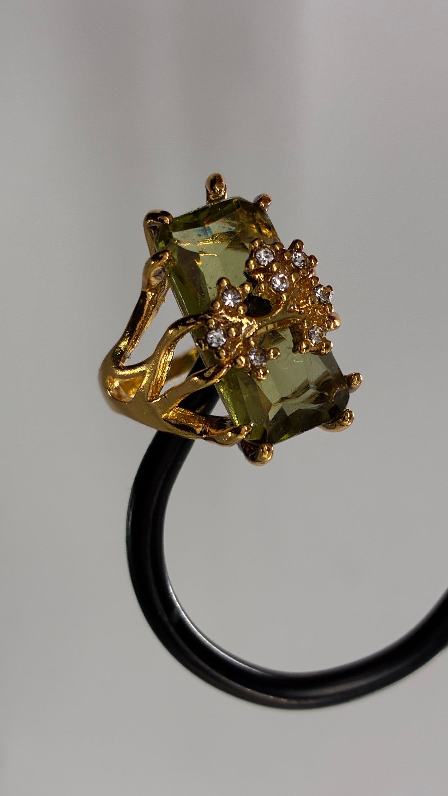 Gold Ring with Green Stone (Size 7)