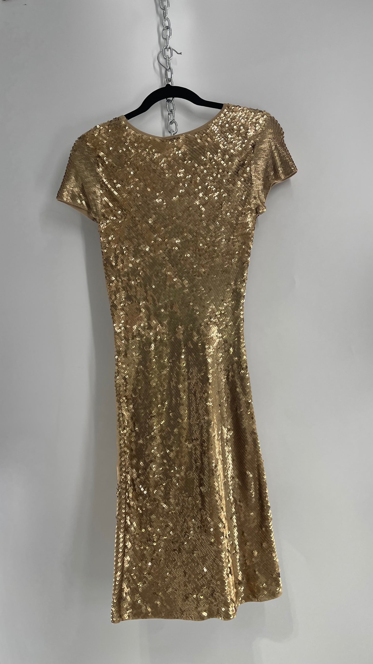 Michael Kors Sequin Party Gold Midi Dress (XXS)