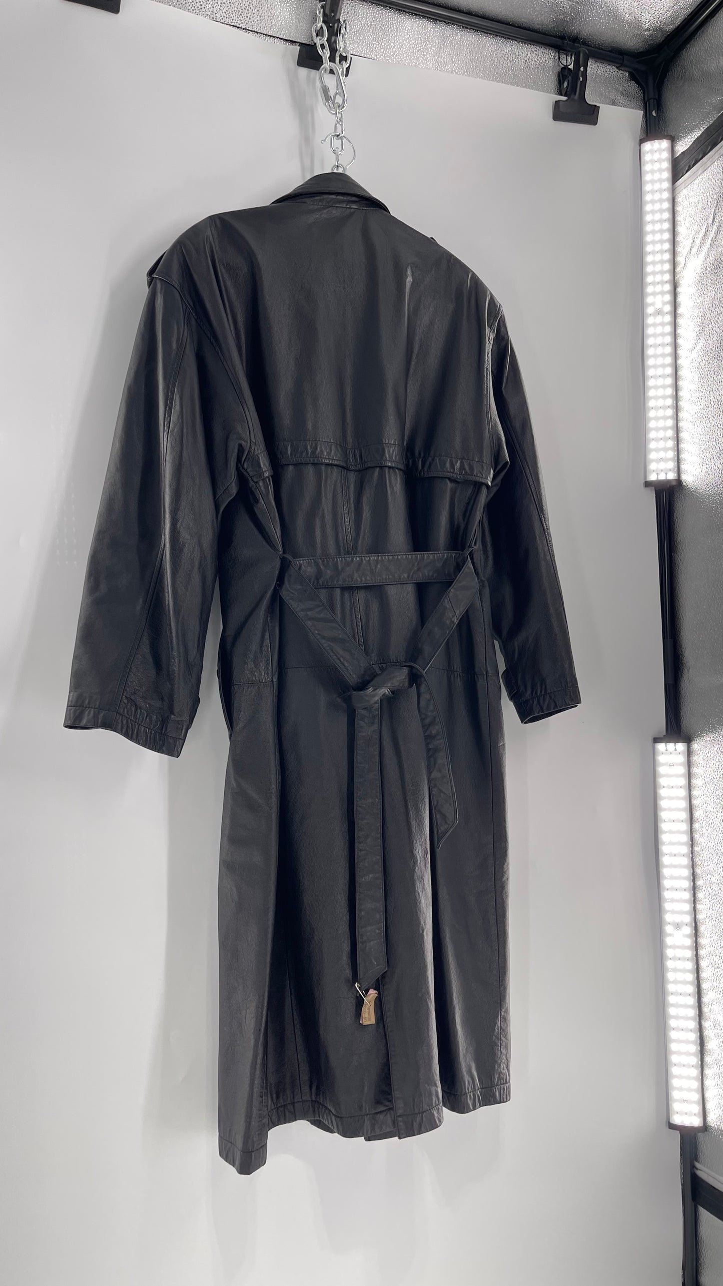 Georgetown Vintage Black Leather Trench Coat (Medium)