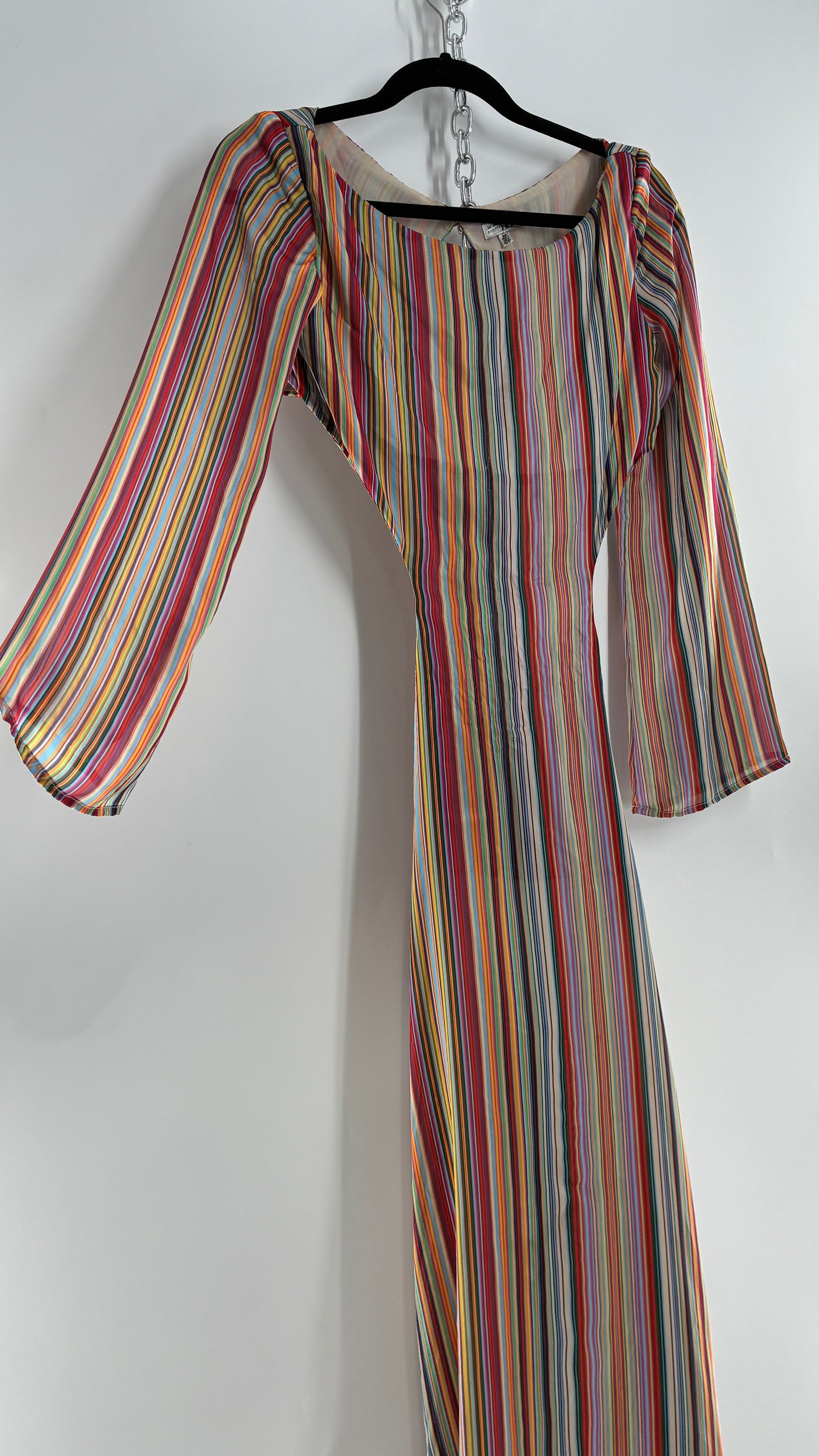 WINTERMUSE Daphne Multicolored Striped Silky Backless Cutout Dress (4)