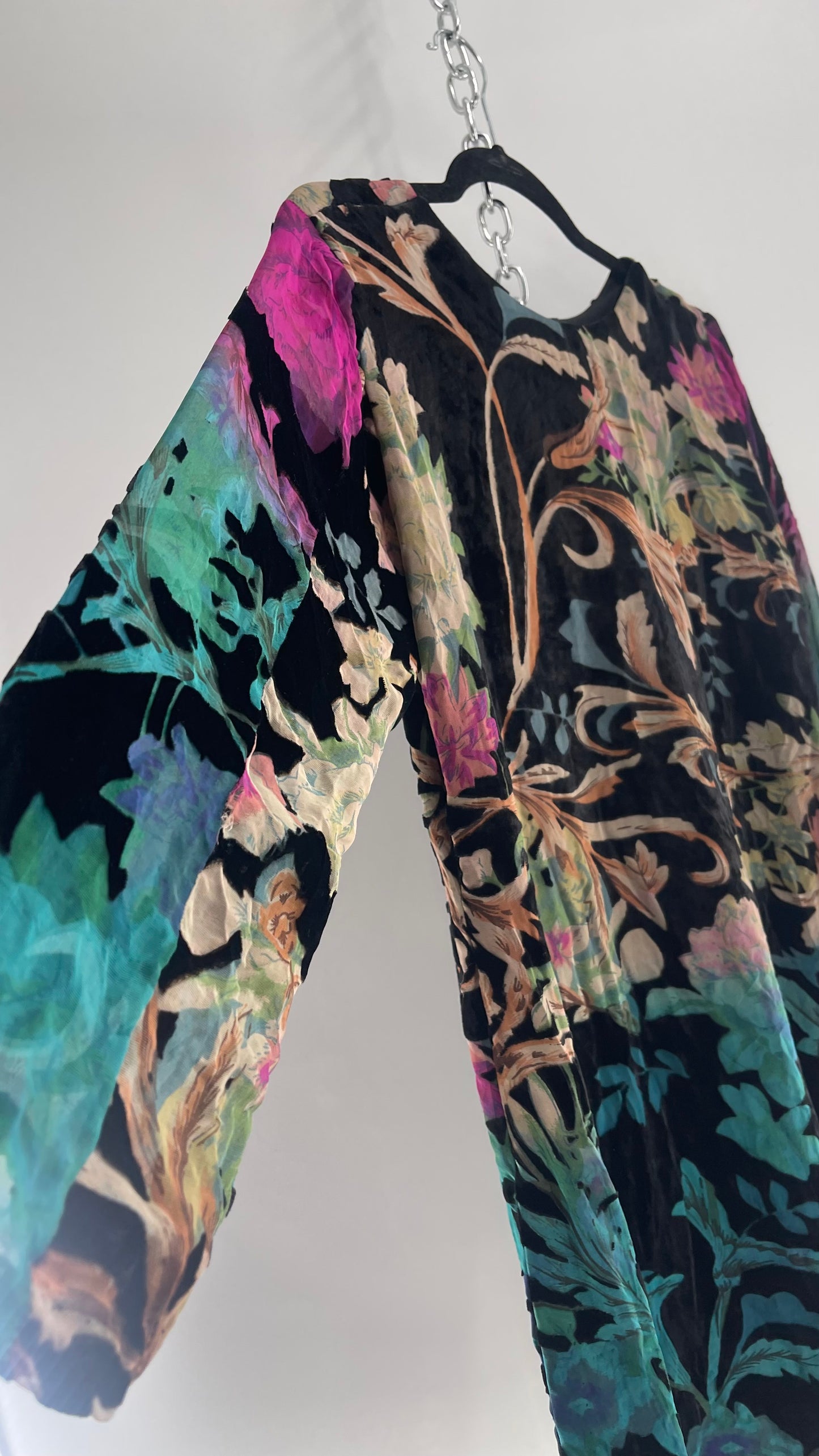 Vintage Handmade Burnout Velvet Dress (Medium)