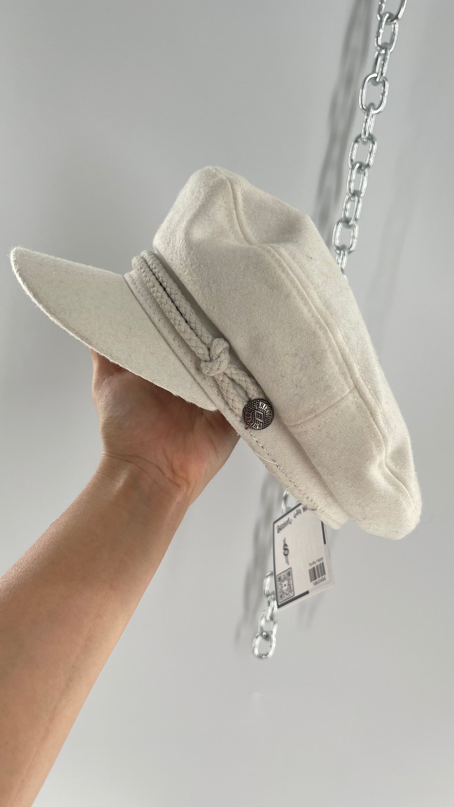 BRIXTON White Felt Newsboy Cap (6 3/4)