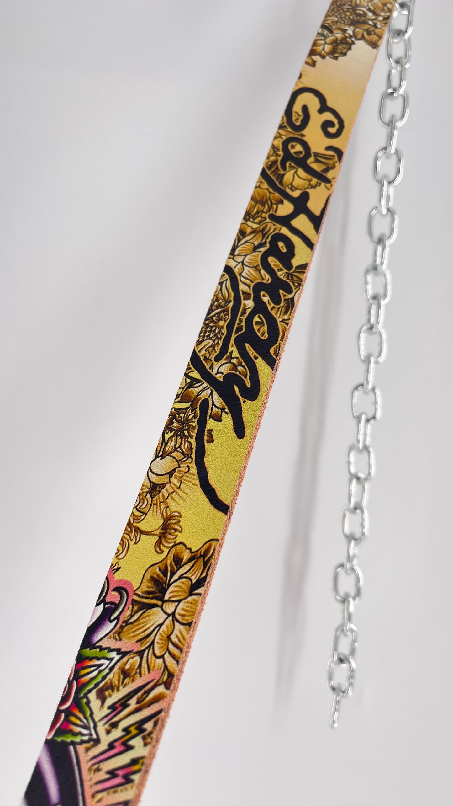Ed Hardy Genuine Leather Belt with Rhinestones and Jaguars (M)