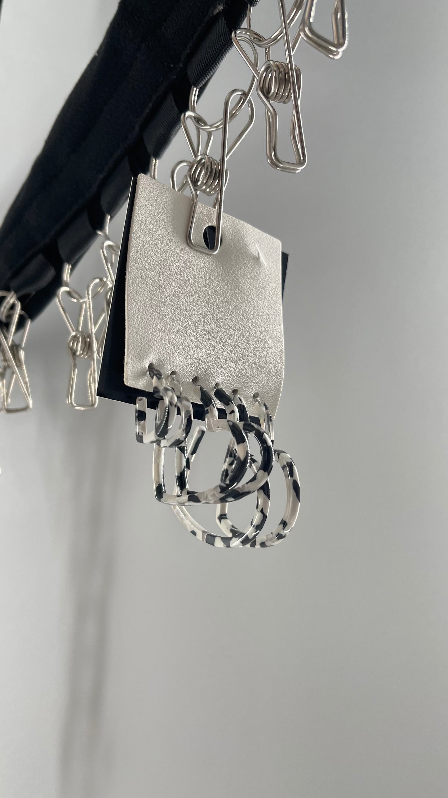 Free People Black/White Marble Heart Earring Set