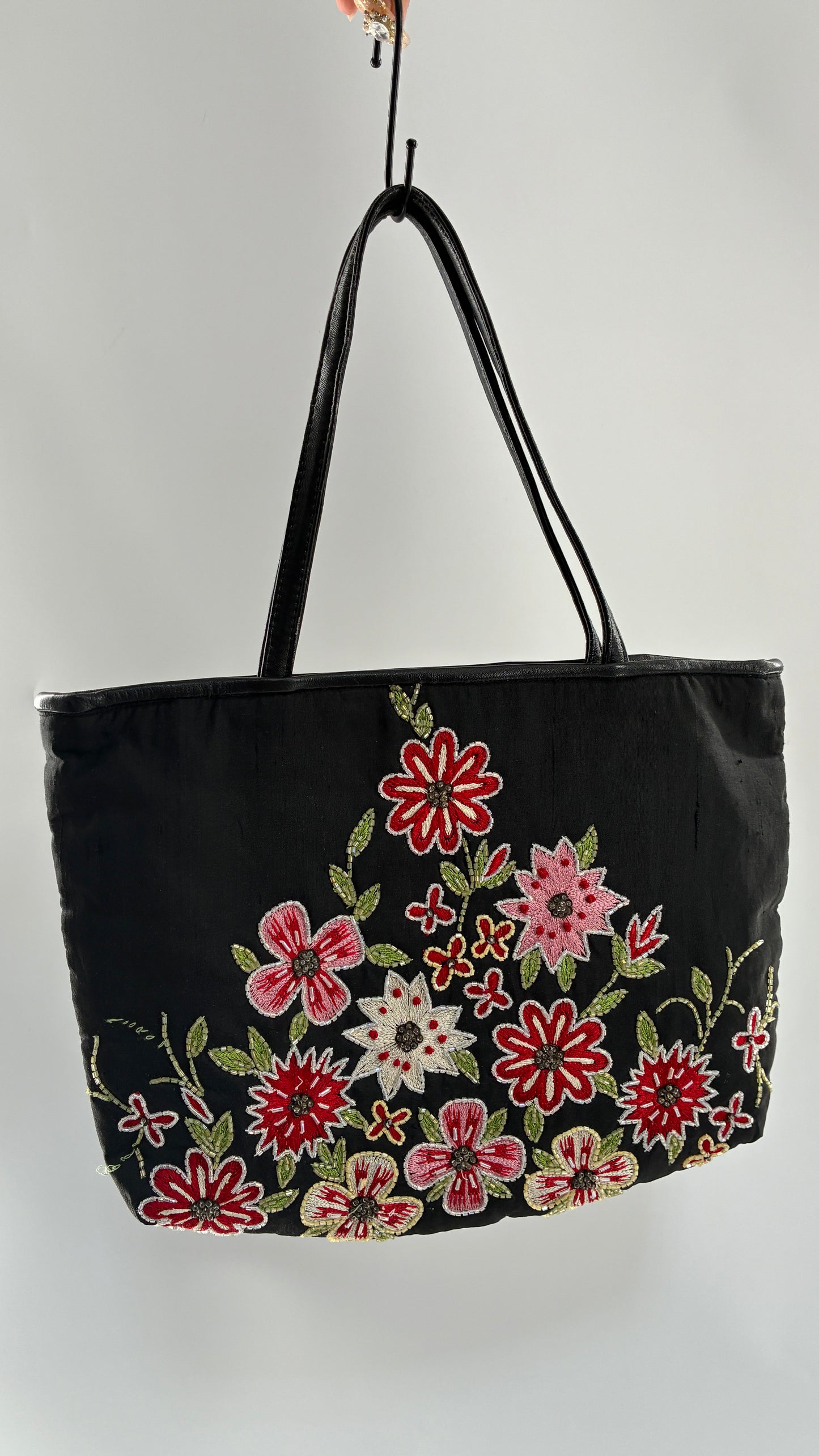 Vintage 1990s CHRISTIANA 100% Pure Silk Beaded Shoulder Bag