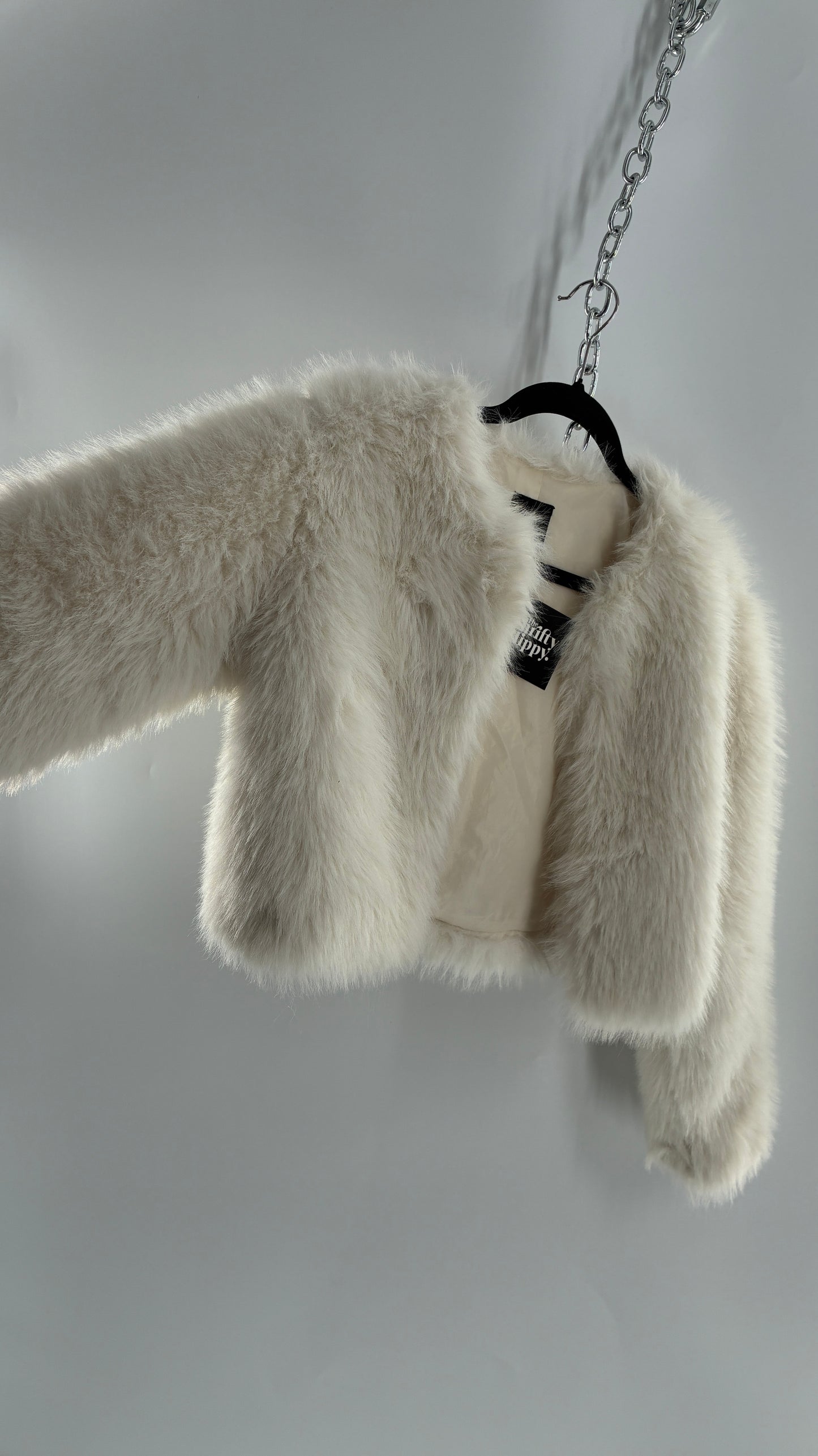 White Fluffy Cropped Jacket (Y14/XS/S)