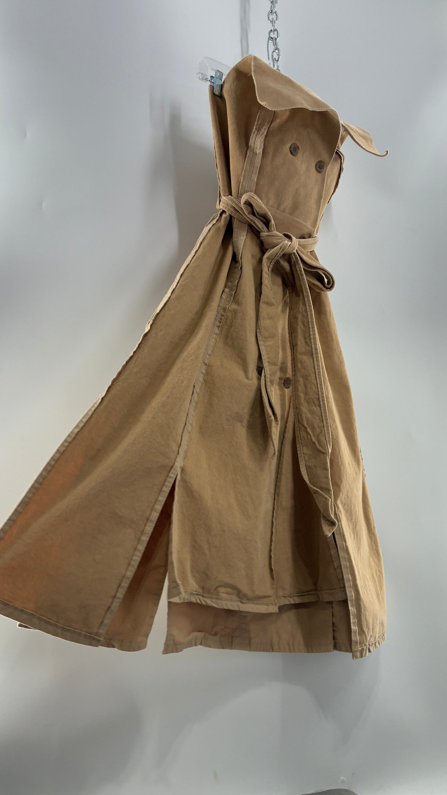 Vintage Corduroy Trench Coat Style Dress (Medium)