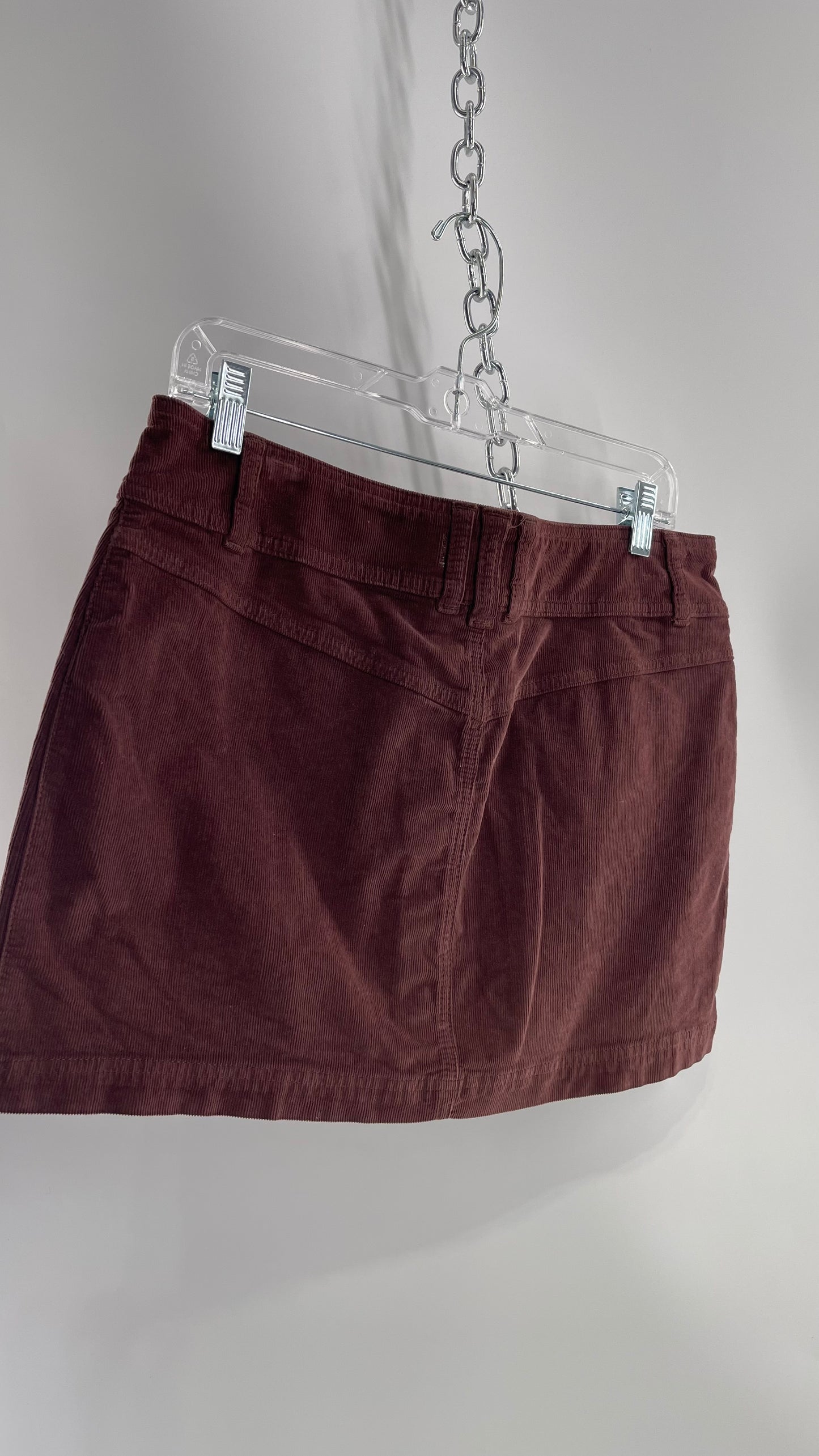 Free People Brown Corduroy Button Front Mini Skirt with Front Pockets (29)