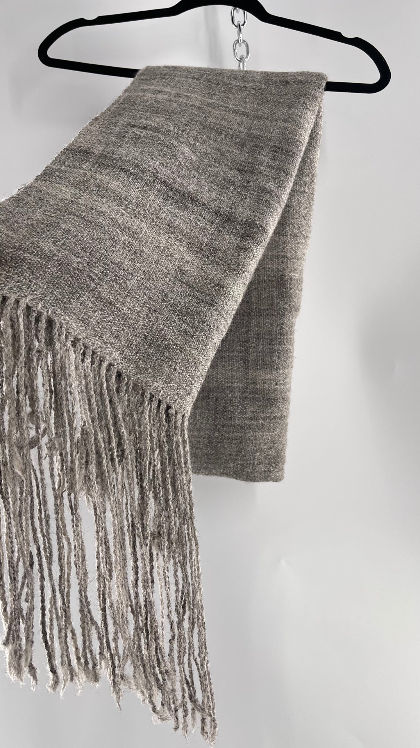 JuSt Shetland Handspun + Handwoven Shetland Yarn Julia Downing Nordus, Scousburgh Grey Woven Scarf
