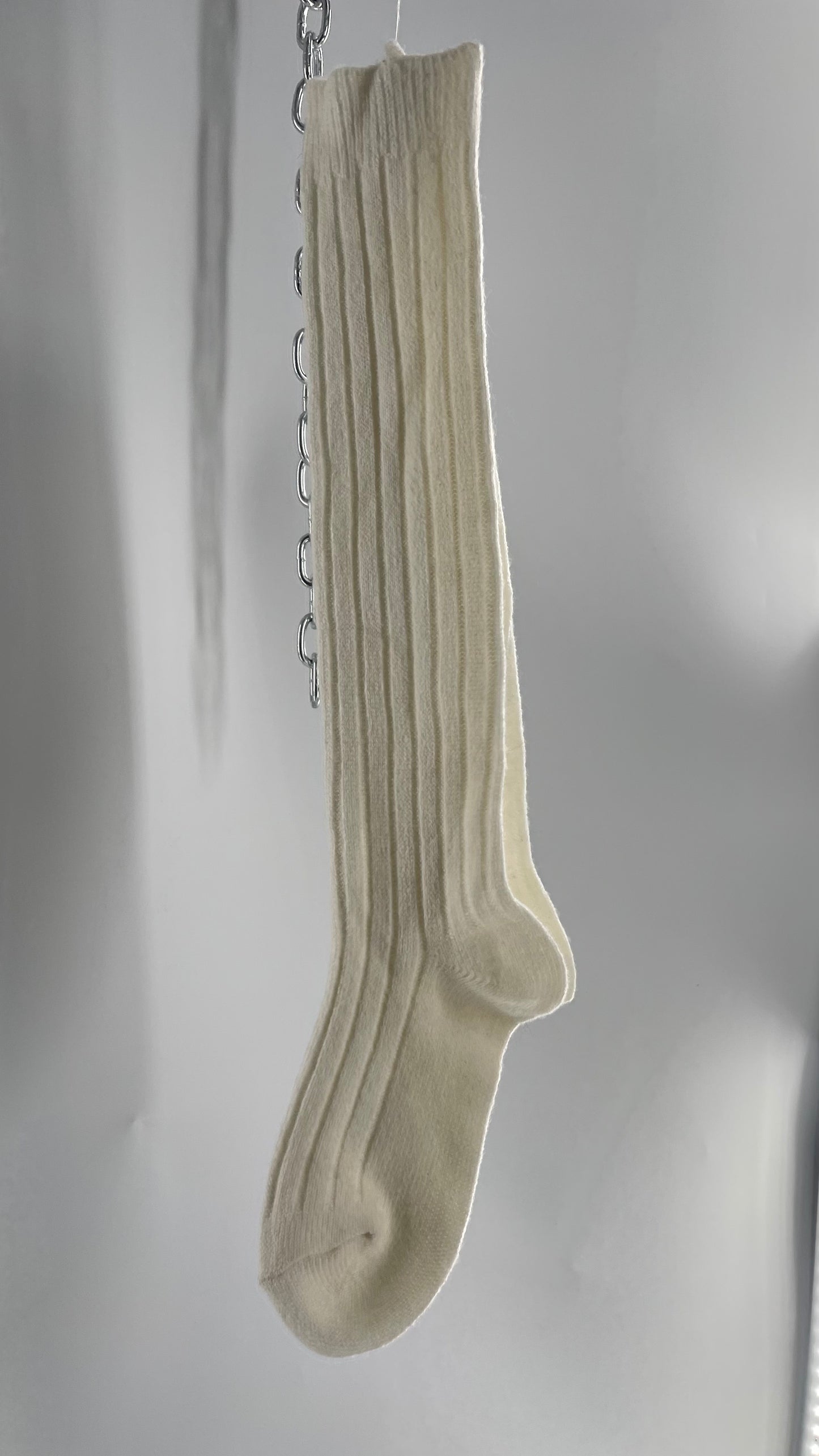 Free People Off White Ribbed Knee/Thigh High Socks
