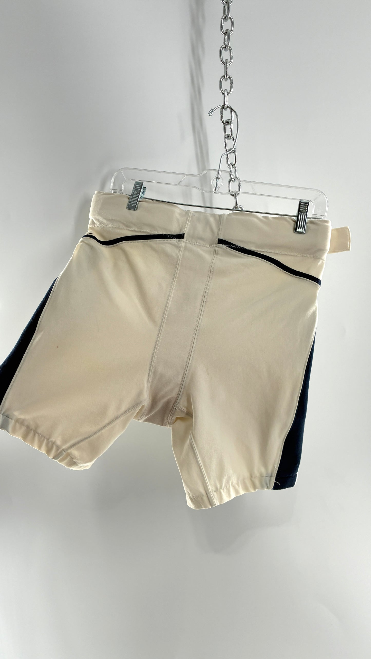 Vintage Nike Off White Distressed Football Belted Shorts (36)