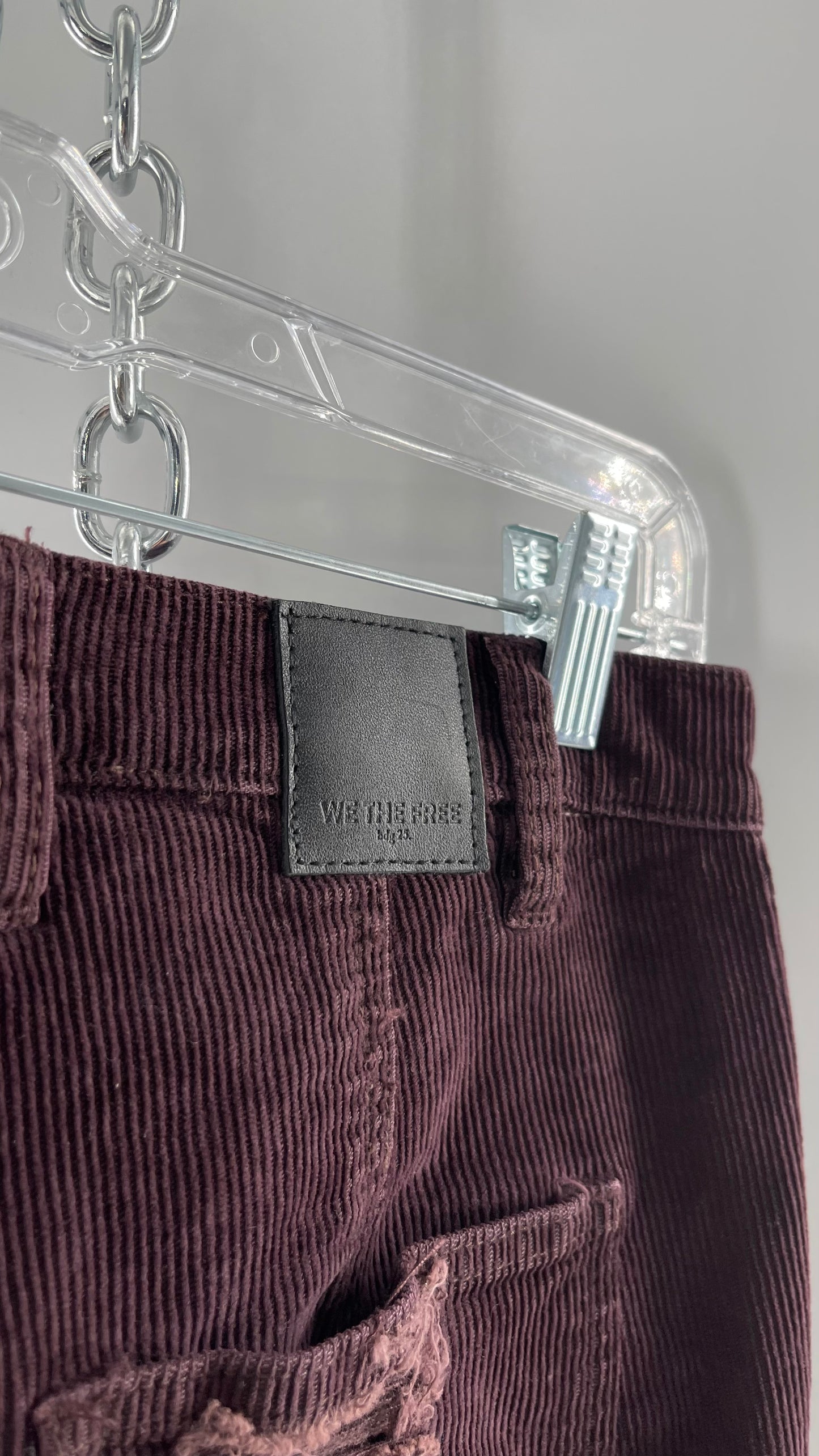 Free People Plum Corduroy Distressed Flare Bell Bottoms (27)